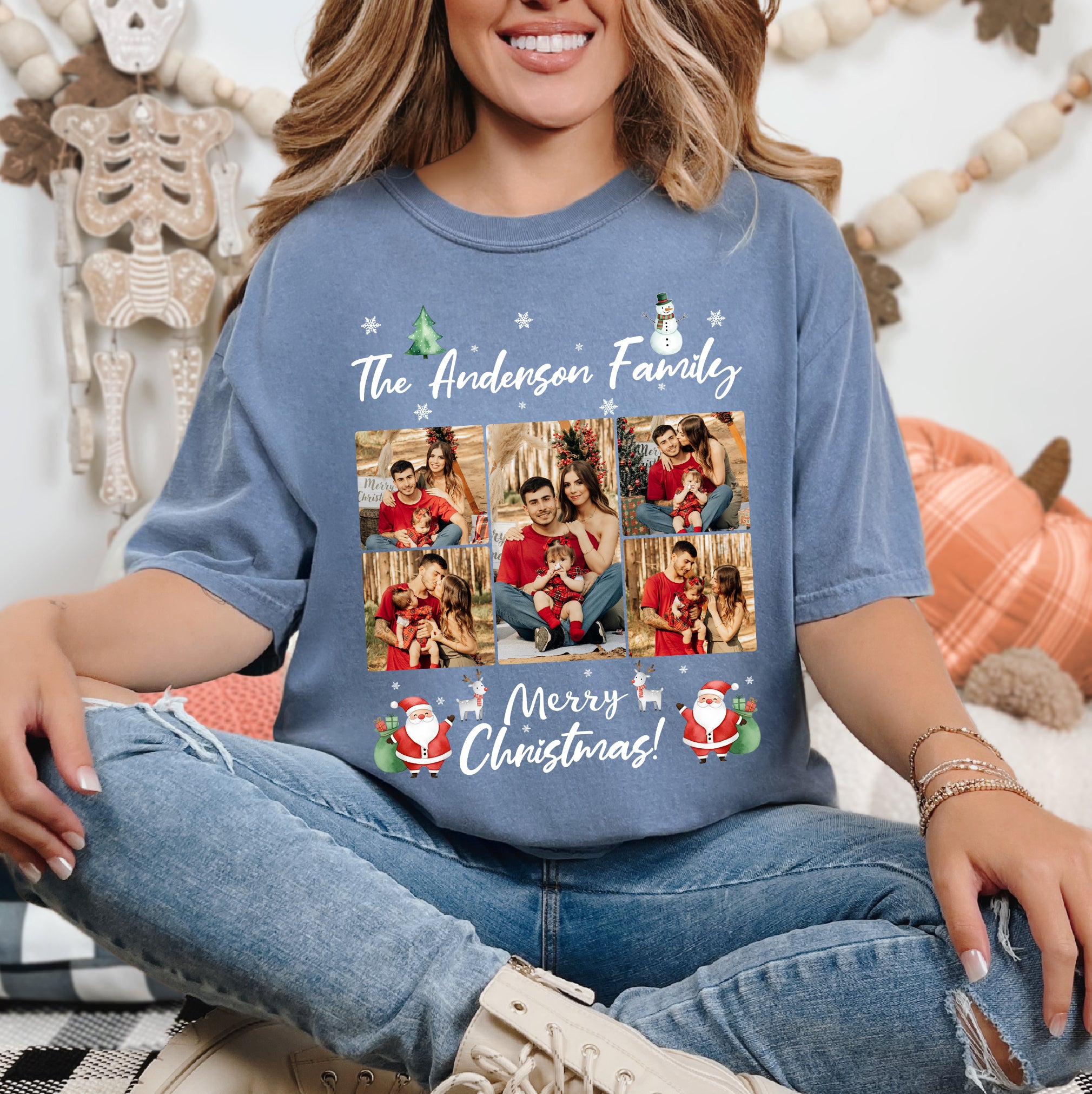 Custom Family Christmas Tee - Personalized Photo Merry Christmas T-Shirts