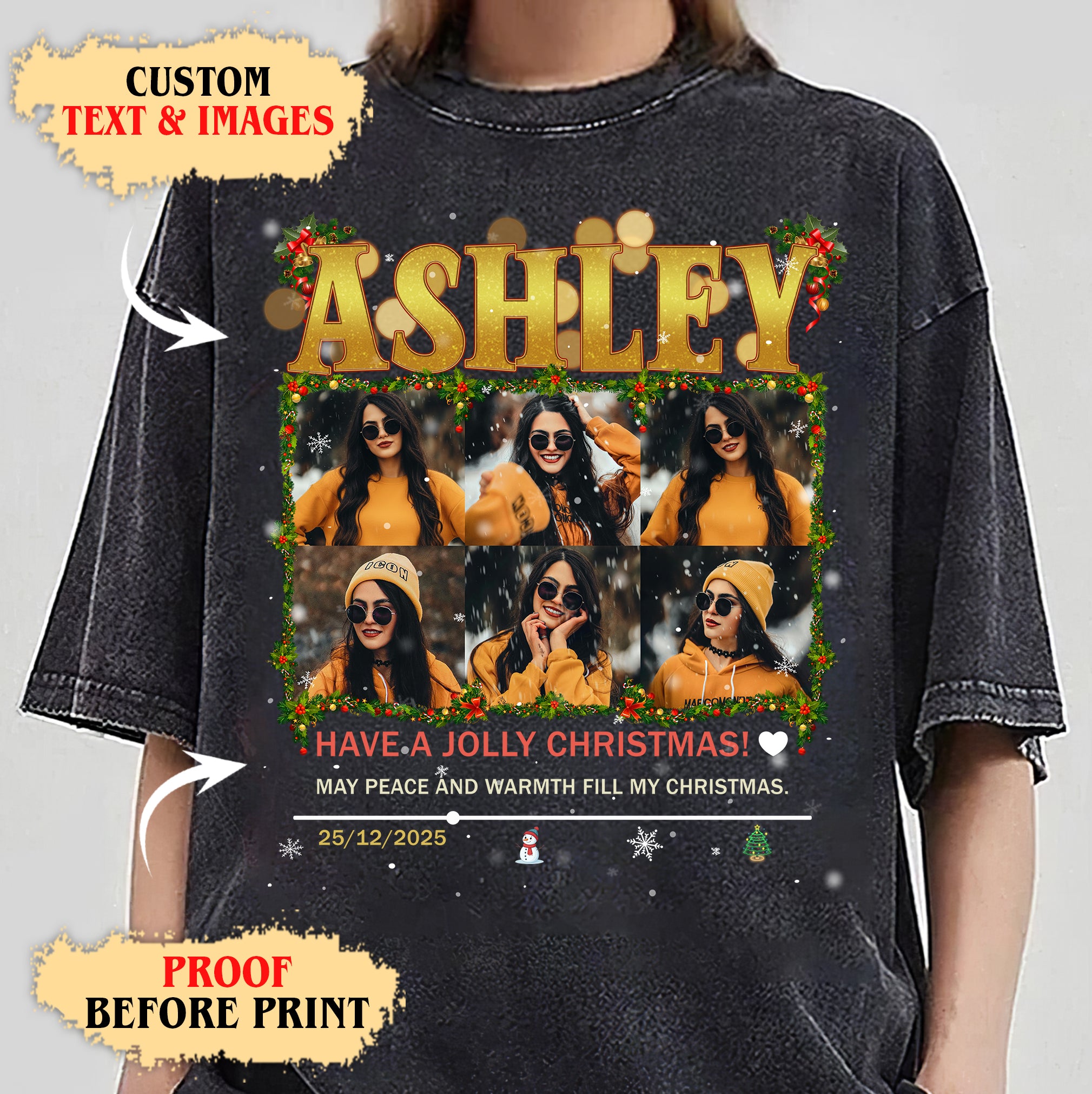 Personalized Holiday Memories Tee - Custom Christmas Photo T-Shirts Gift