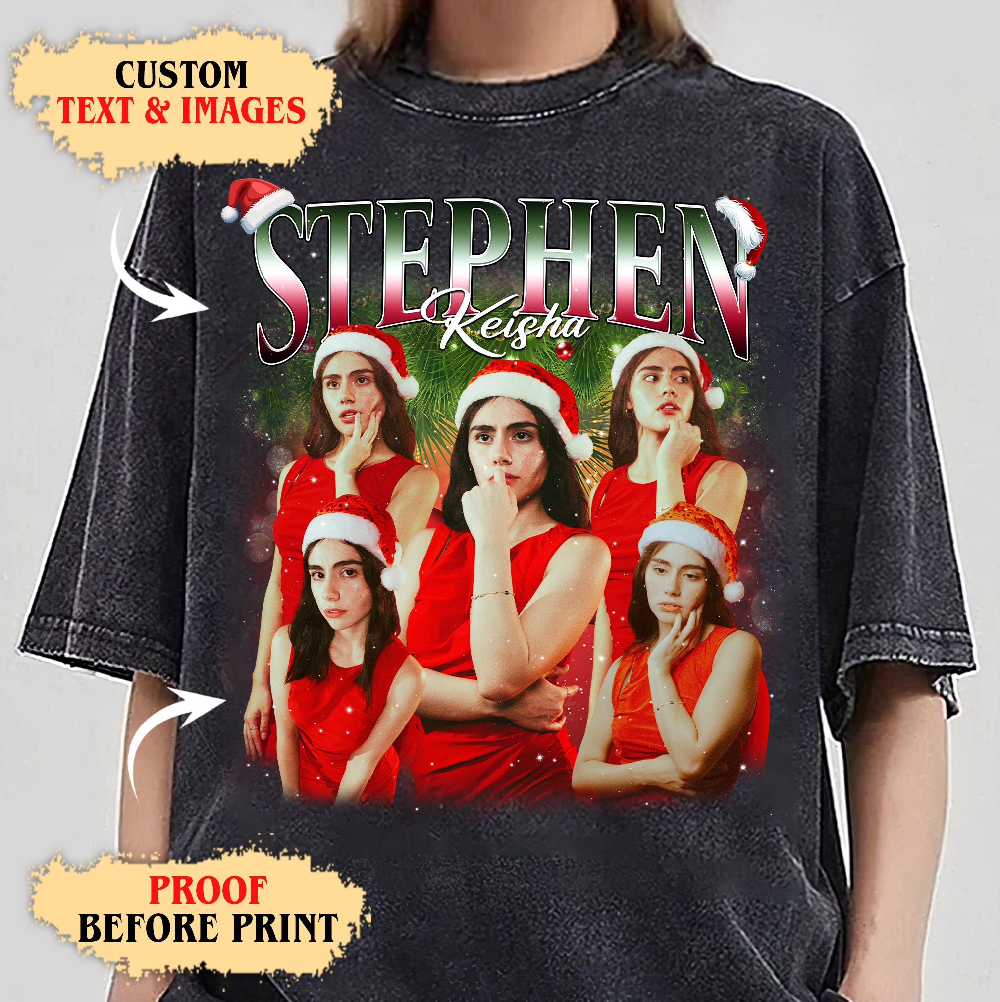 Custom Christmas Photo Tee - Personalized Holiday Comfort Colors T-Shirts