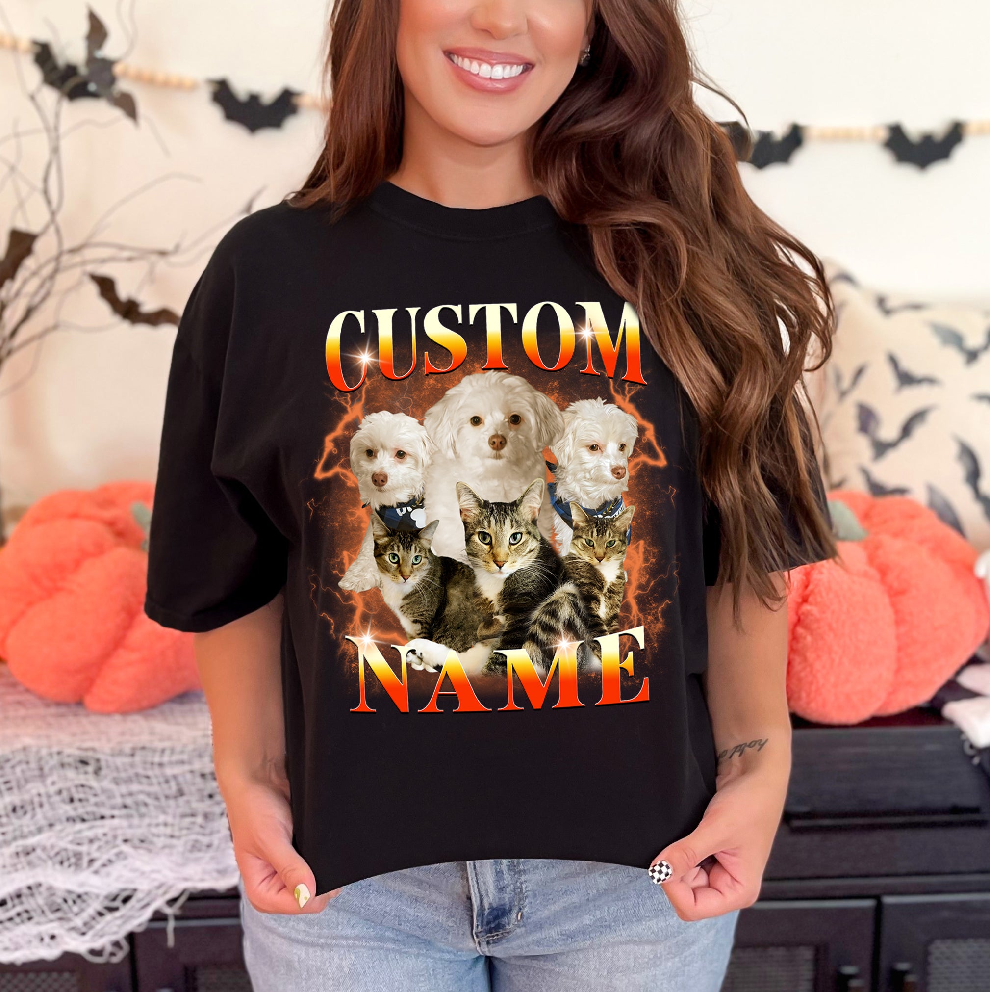Custom Pet Portrait Shirt – Vintage Comfort Colors Tee with Pets Photos