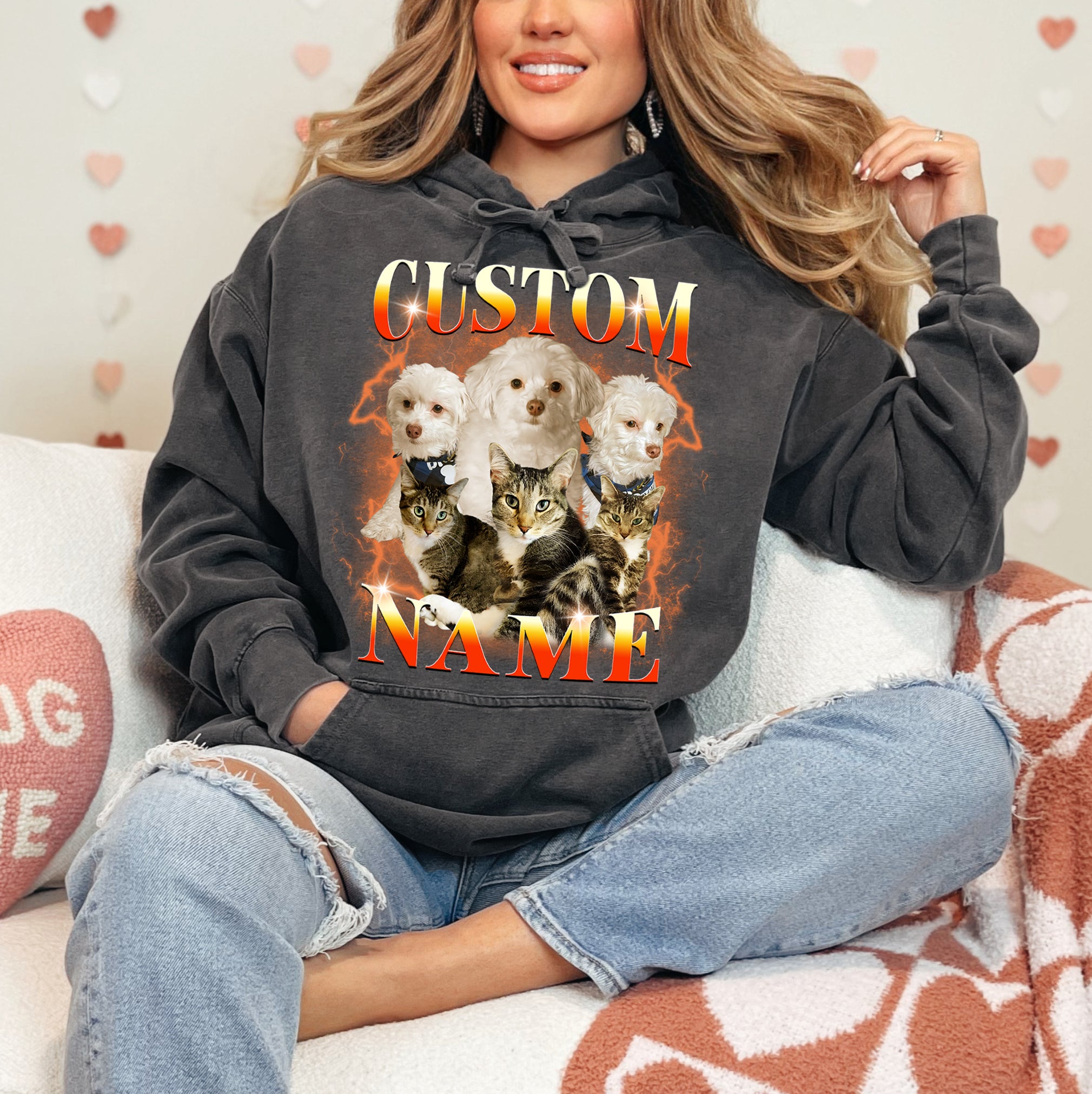 Custom Pet Portrait Shirt – Vintage Comfort Colors Tee with Pets Photos