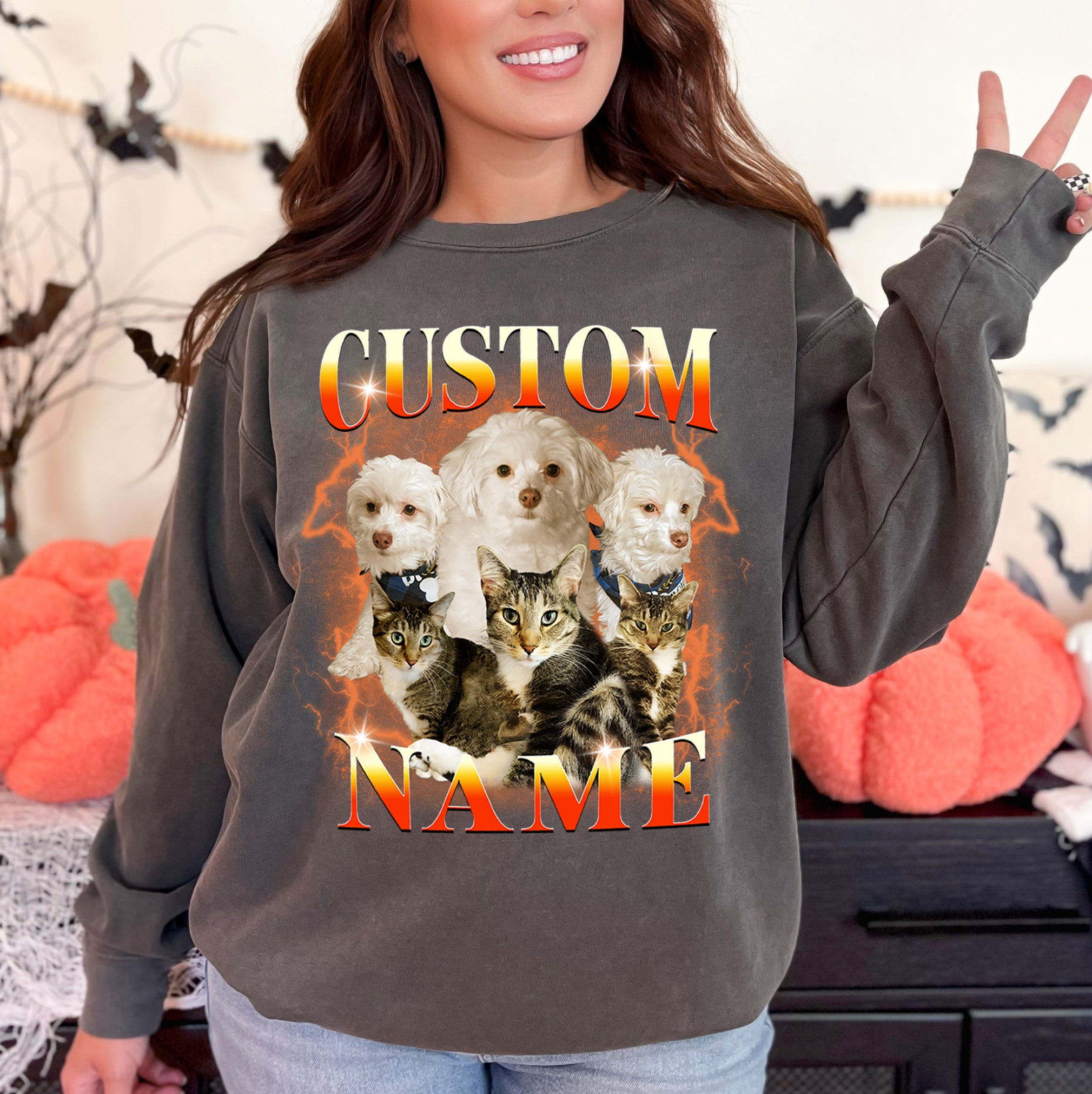 Custom Pet Portrait Shirt – Vintage Comfort Colors Tee with Pets Photos