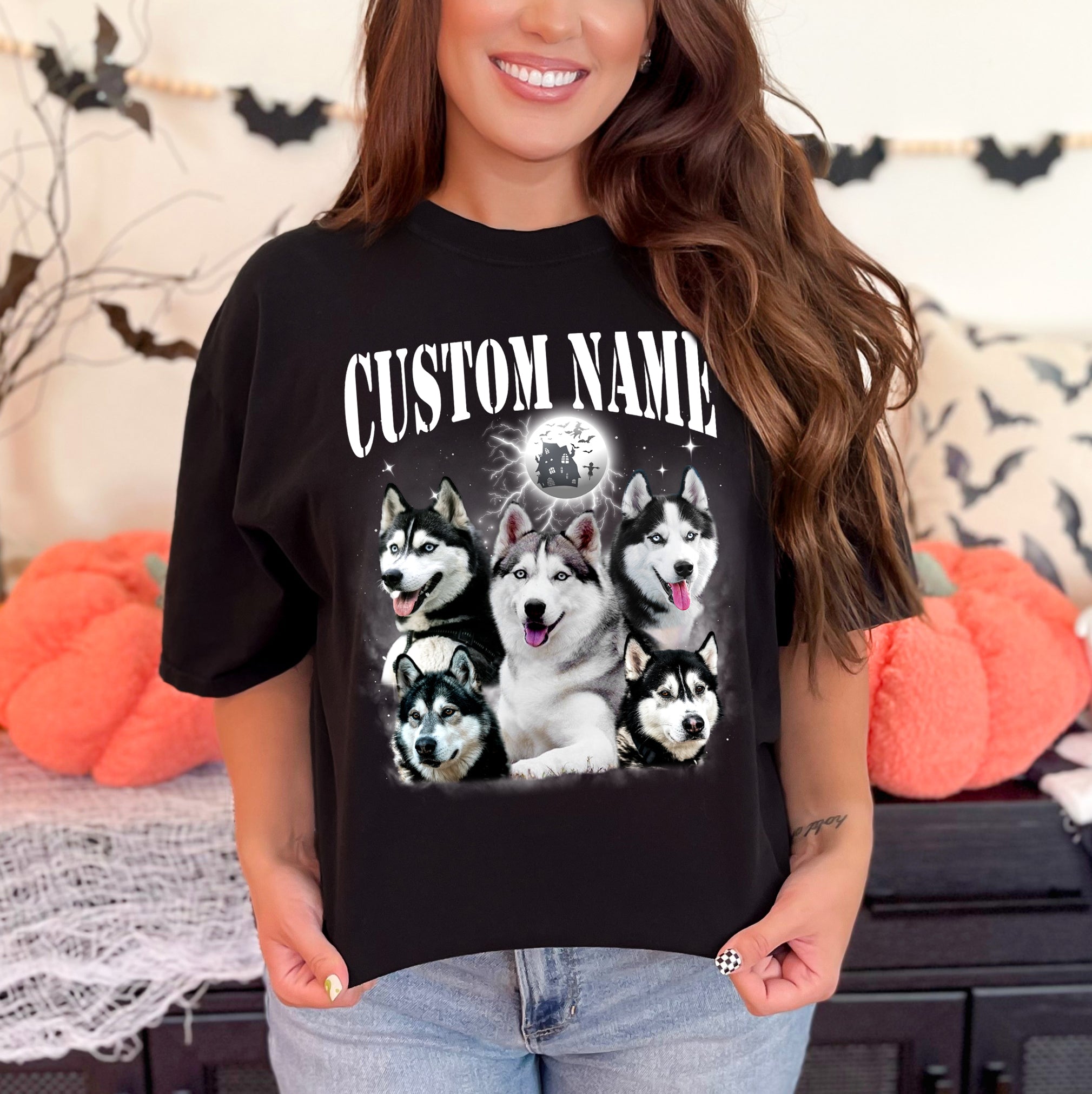 Custom Dog Face Shirt – Halloween Pet Portrait Comfort Tee