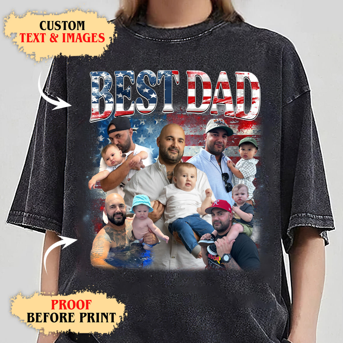 Custom Dad Shirt with Photos – Patriotic 4th of July Tee