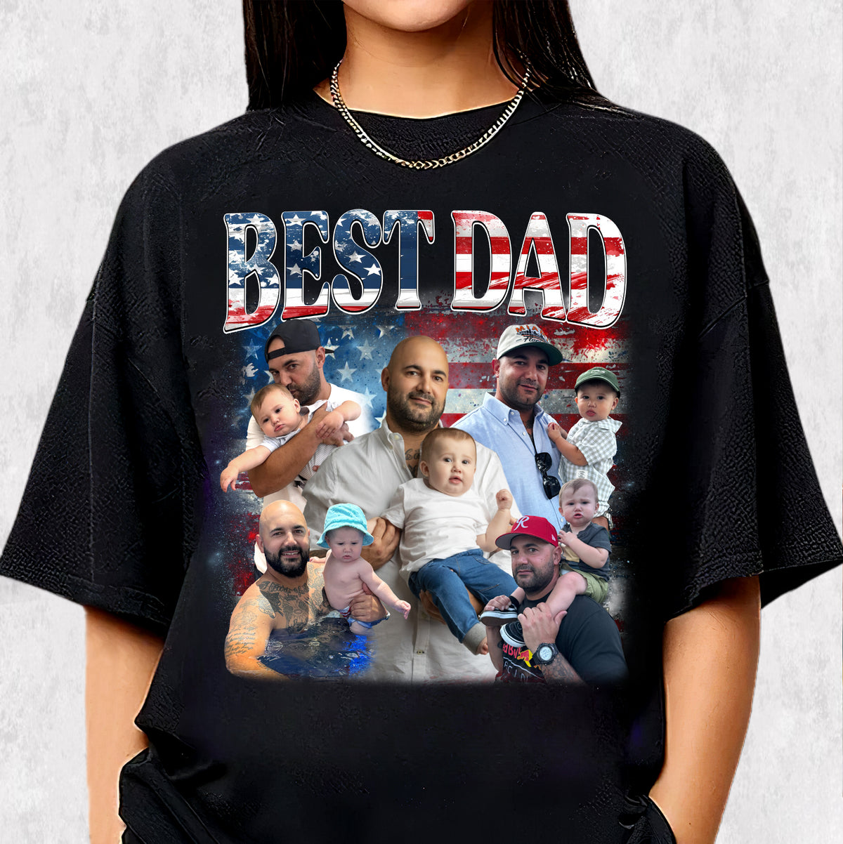 Custom Dad Shirt with Photos – Patriotic 4th of July Tee