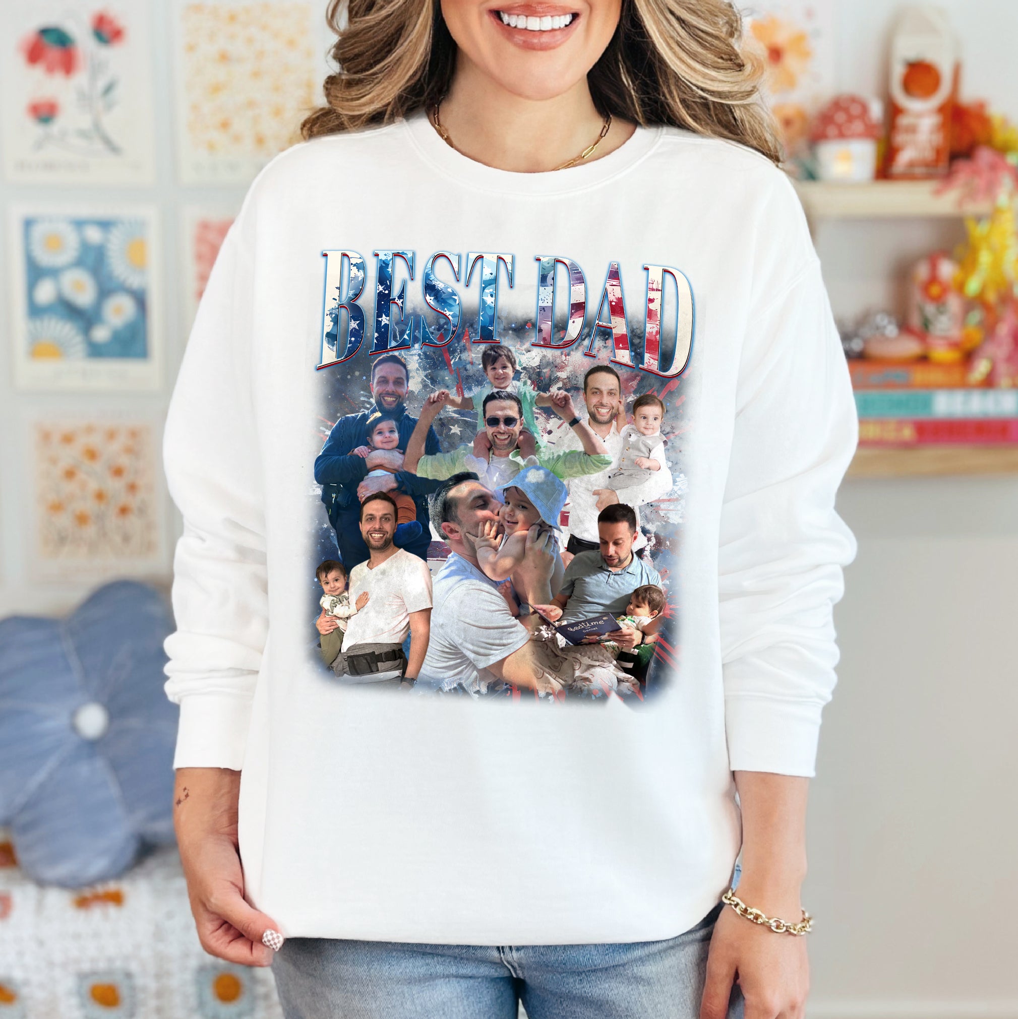 Custom Best Dad Shirt with Photos – Patriotic 4th of July Tee