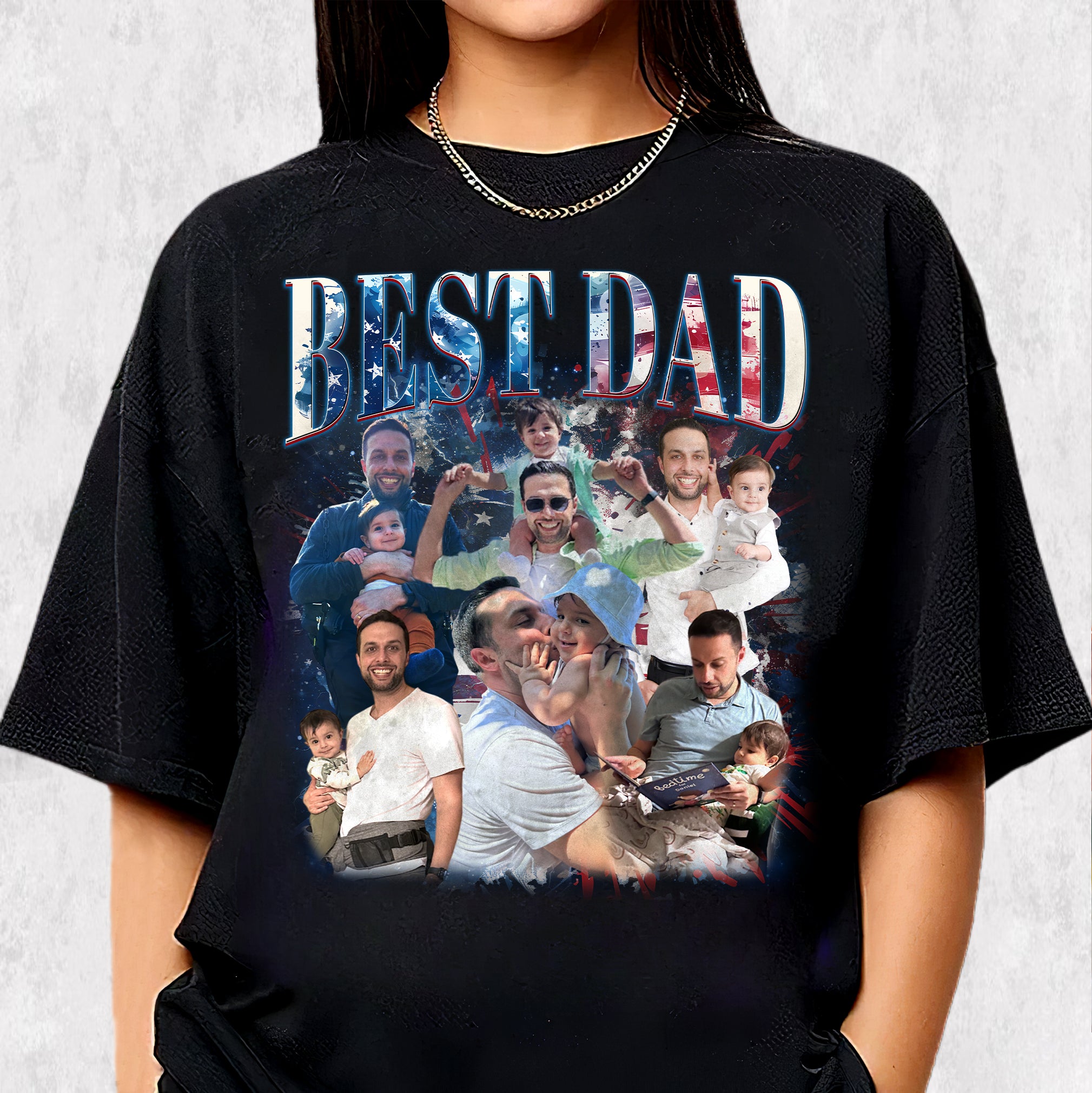 Custom Best Dad Shirt with Photos – Patriotic 4th of July Tee