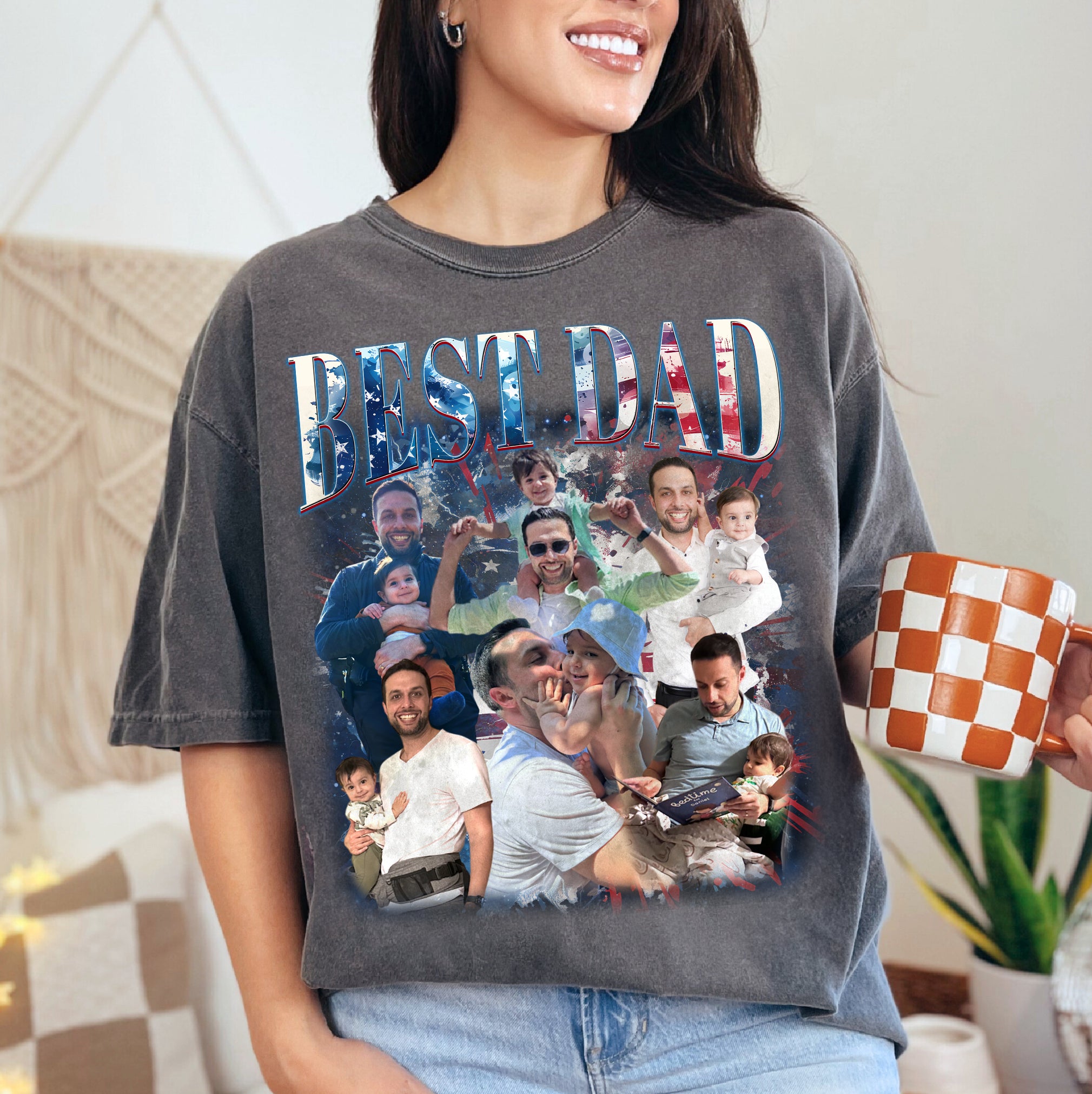 Custom Best Dad Shirt with Photos – Patriotic 4th of July Tee