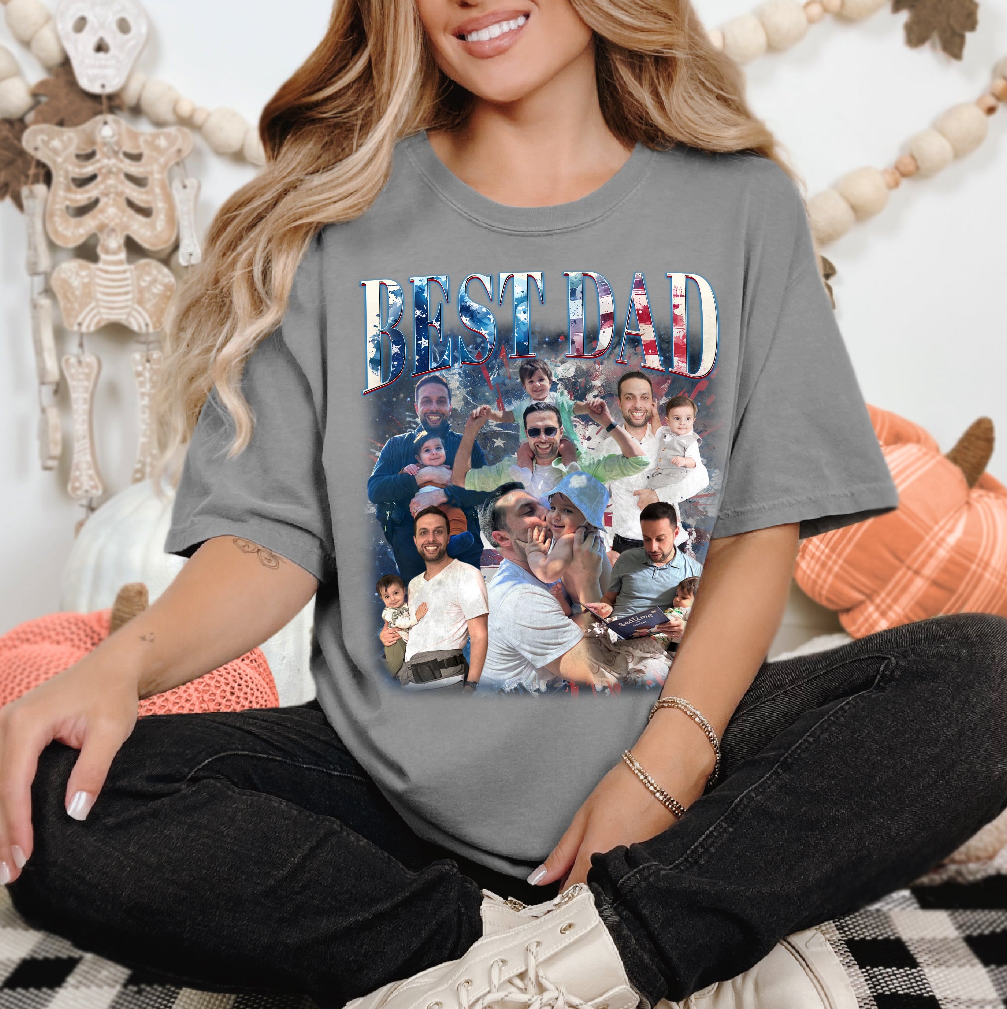 Custom Best Dad Shirt with Photos – Patriotic 4th of July Tee