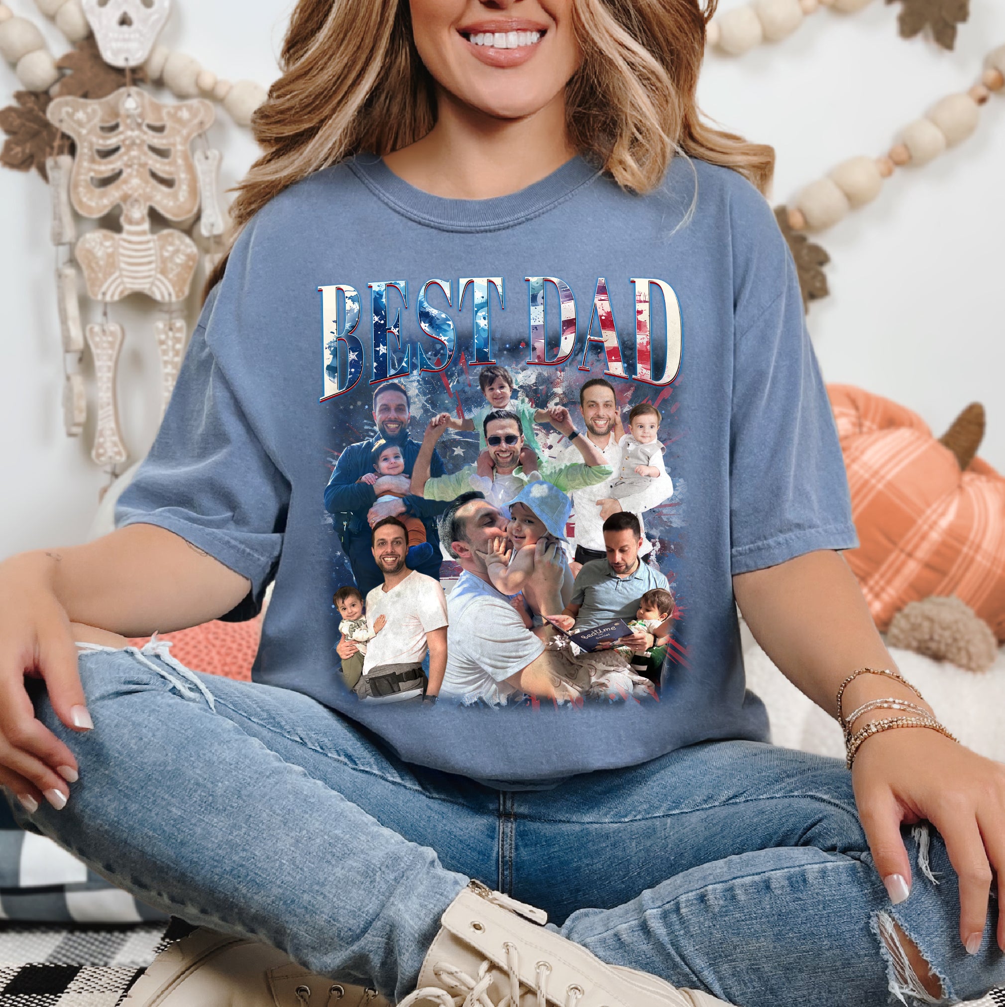 Custom Best Dad Shirt with Photos – Patriotic 4th of July Tee