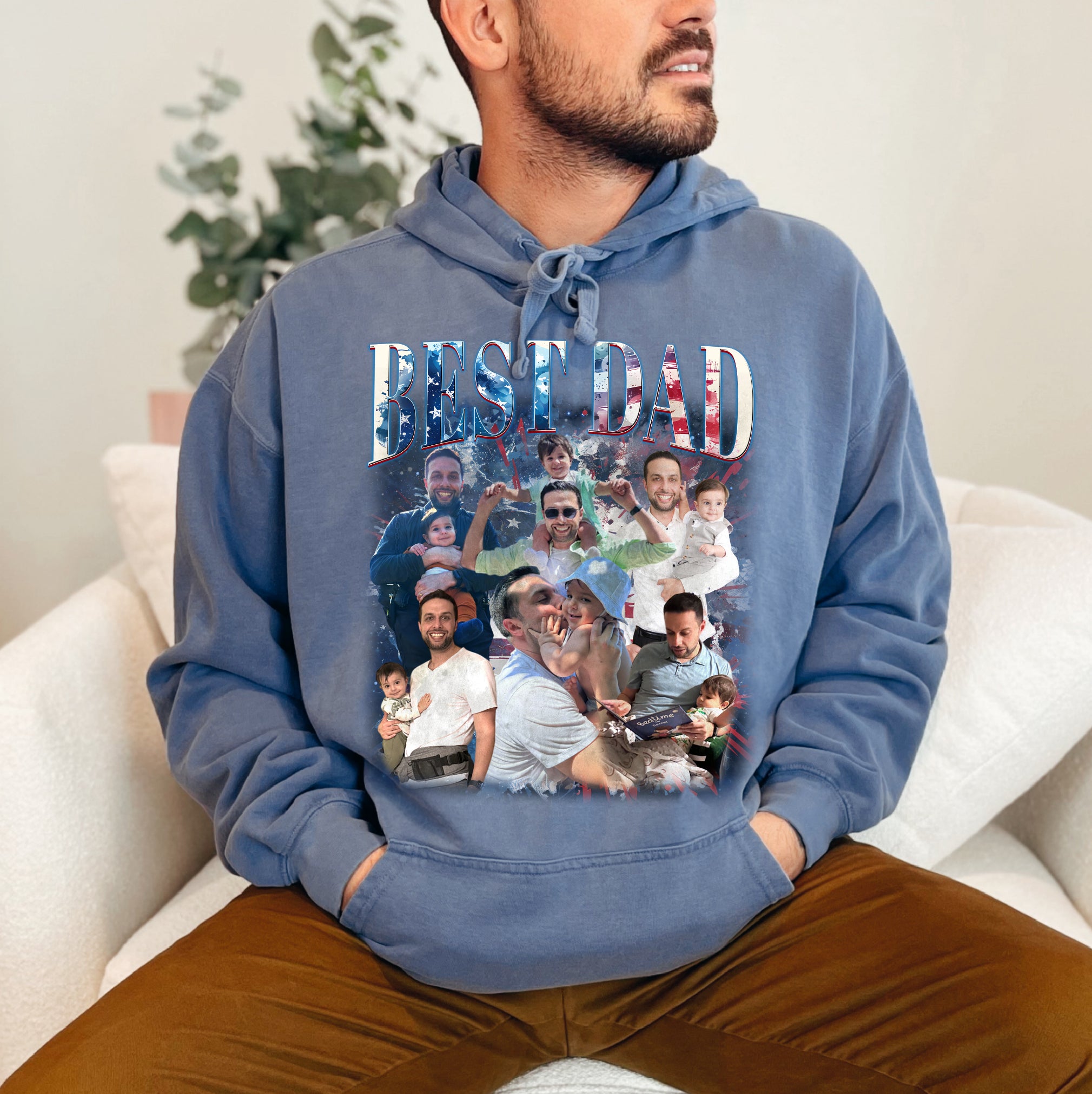 Custom Best Dad Shirt with Photos – Patriotic 4th of July Tee