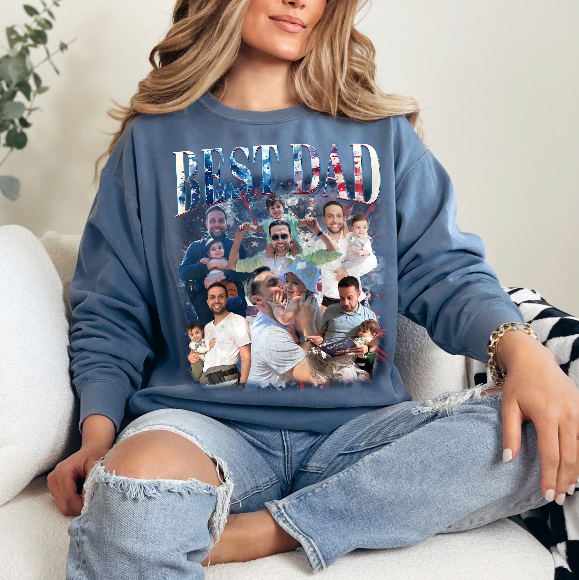 Custom Best Dad Shirt with Photos – Patriotic 4th of July Tee