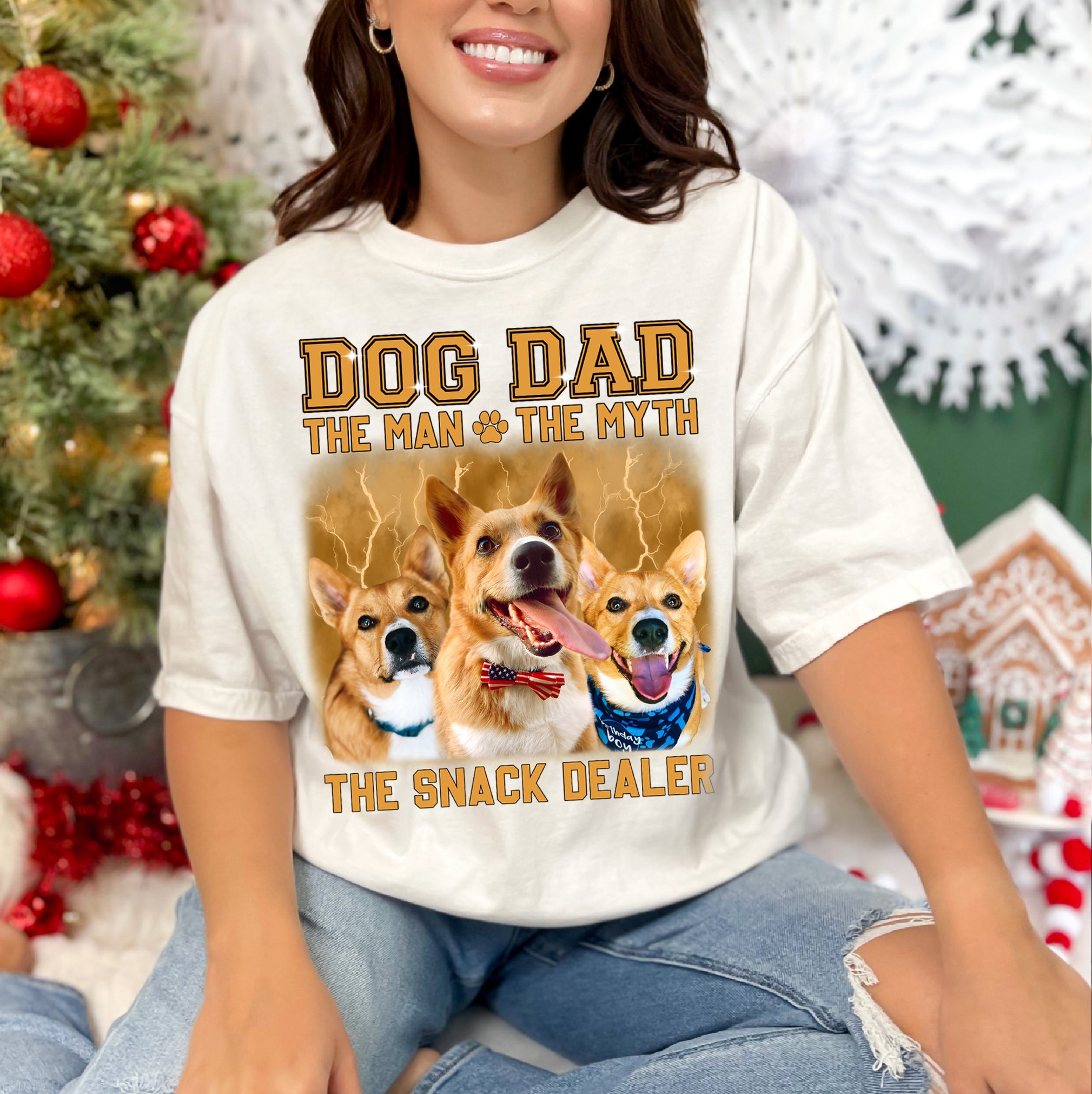Dog Dad The Man The Myth Shirt – Custom Pet Photo Gift