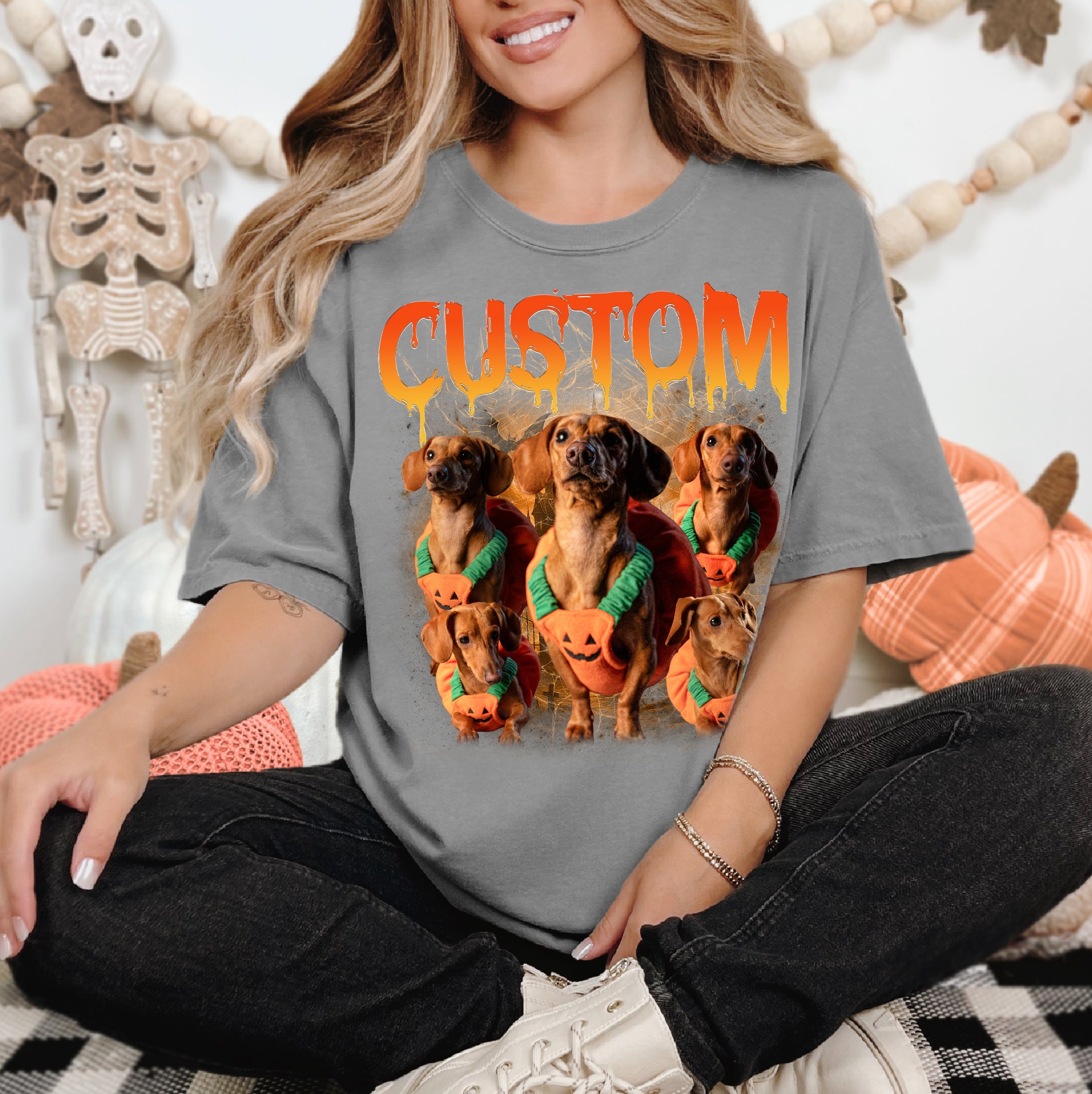 Pumpkin Dog Halloween Shirt – Custom Comfort Colors Graphic Tee