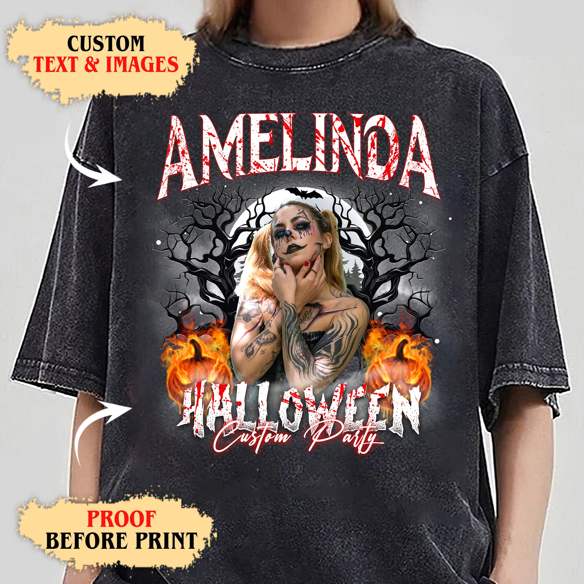 Custom Name Halloween T-Shirt – Dark Forest Creepy Style Tee