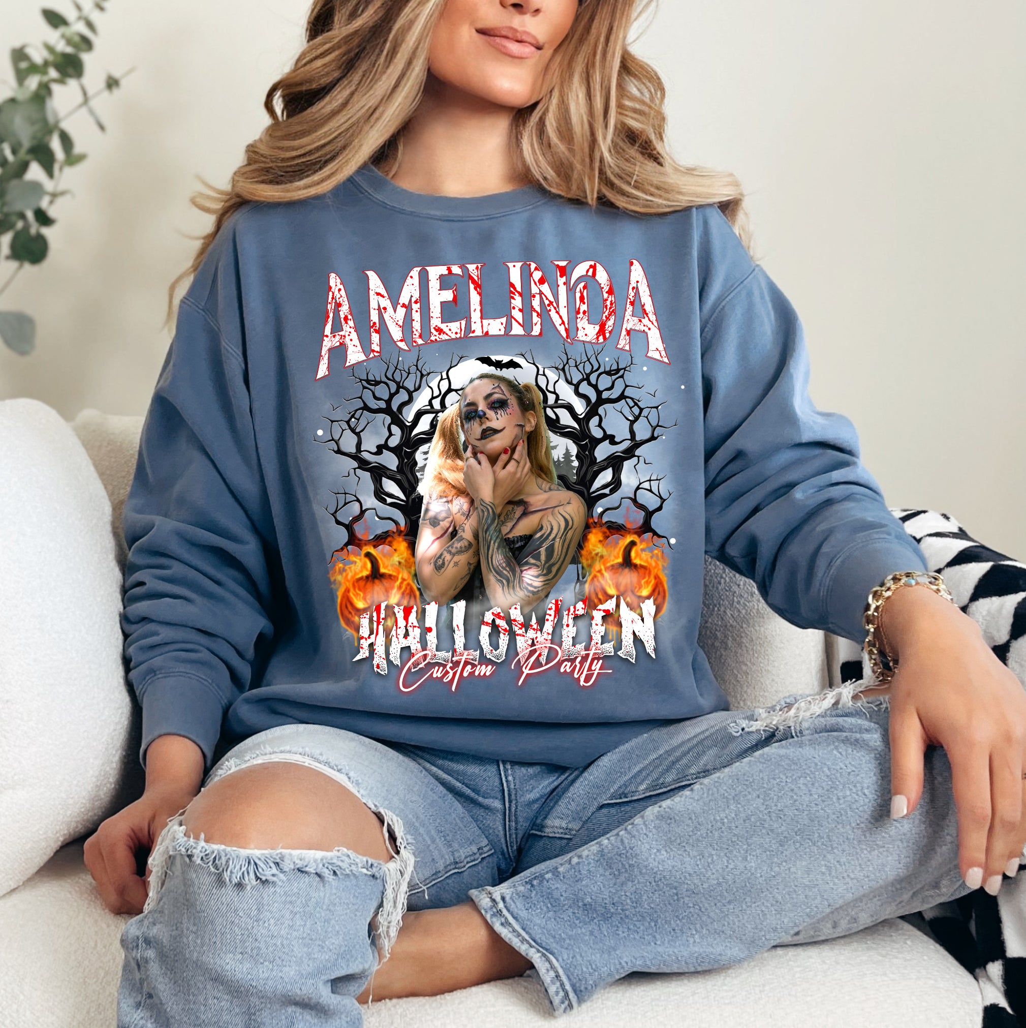 Custom Name Halloween T-Shirt – Dark Forest Creepy Style Tee