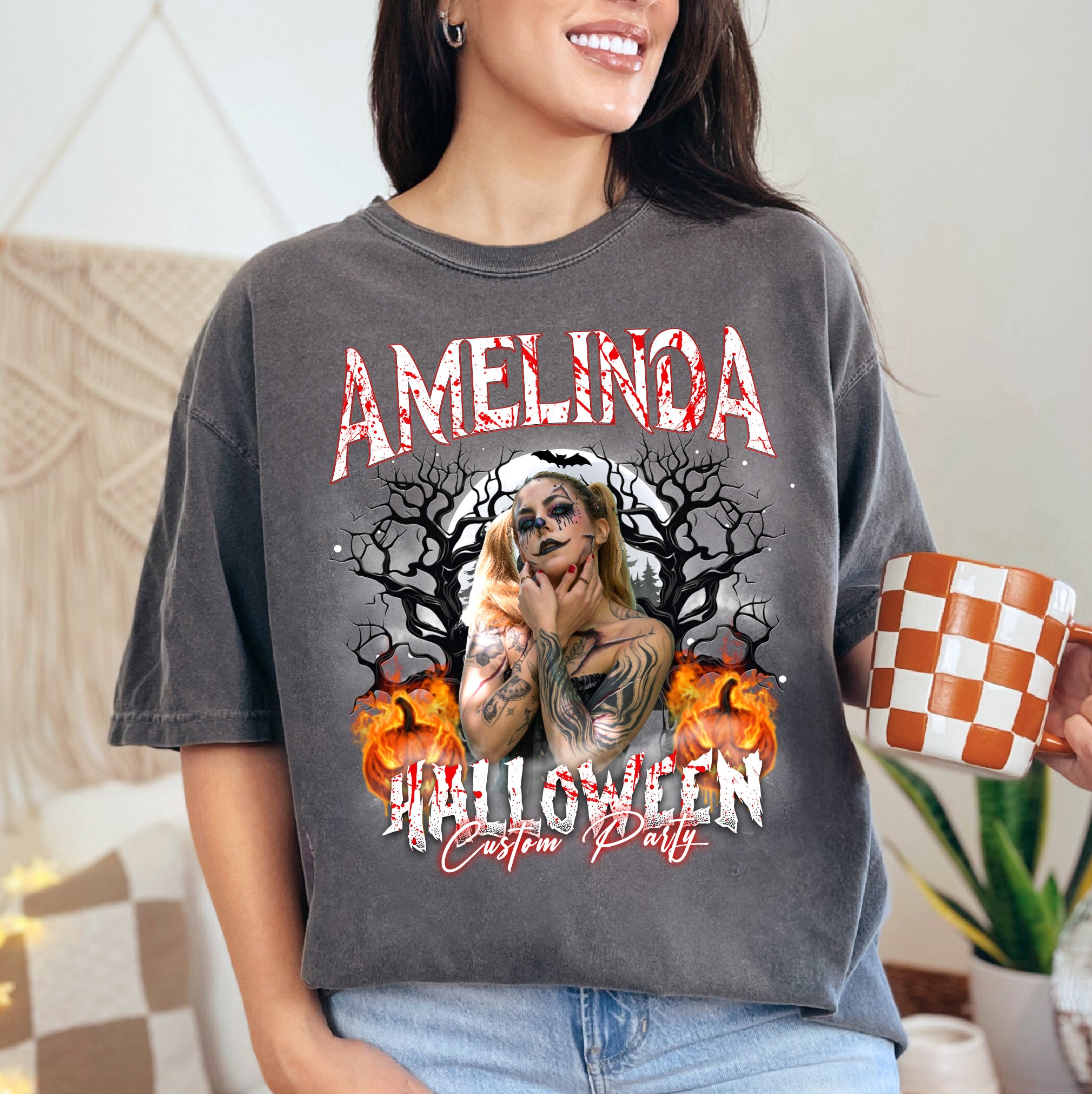 Custom Name Halloween T-Shirt – Dark Forest Creepy Style Tee