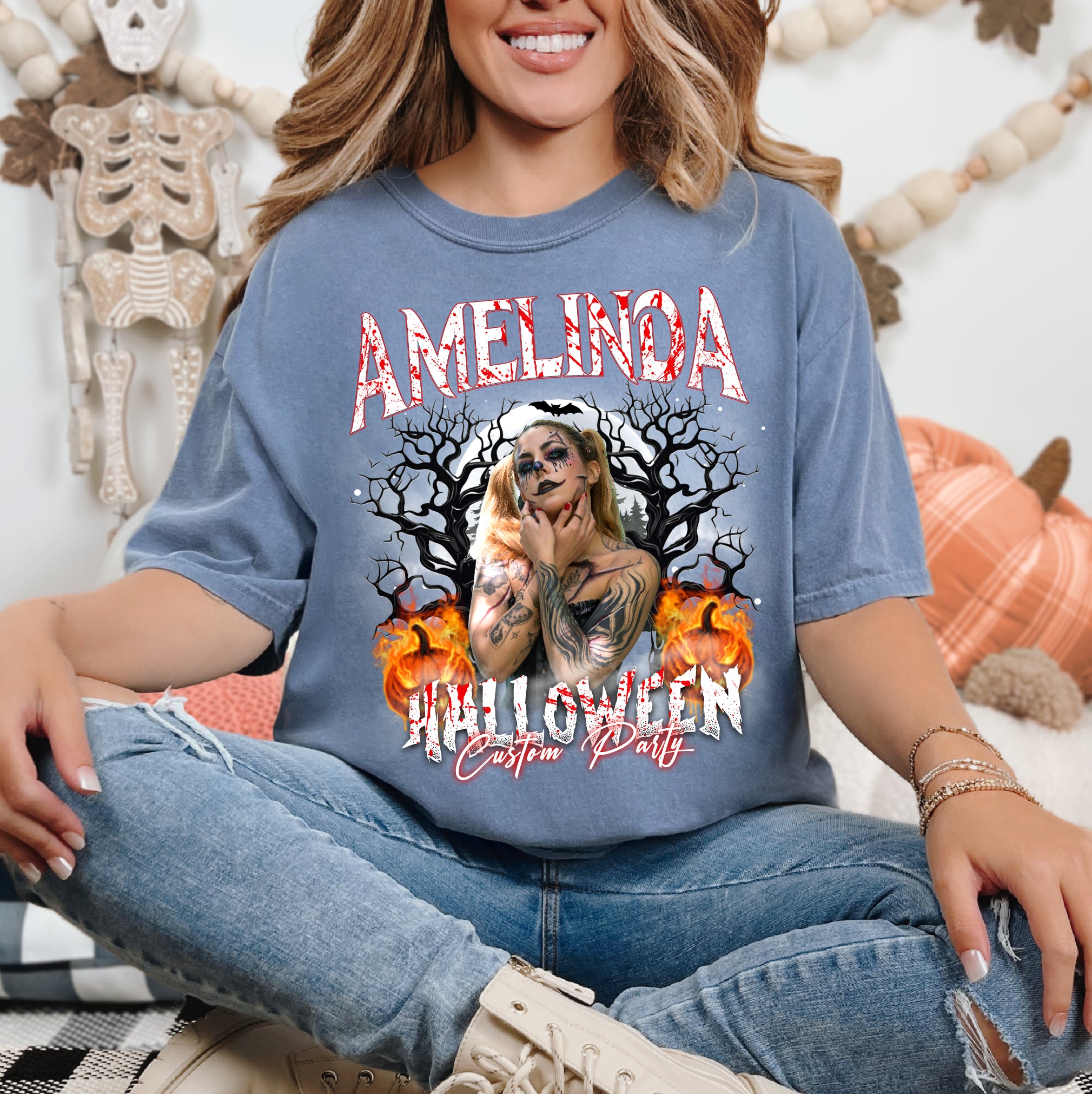 Custom Name Halloween T-Shirt – Dark Forest Creepy Style Tee