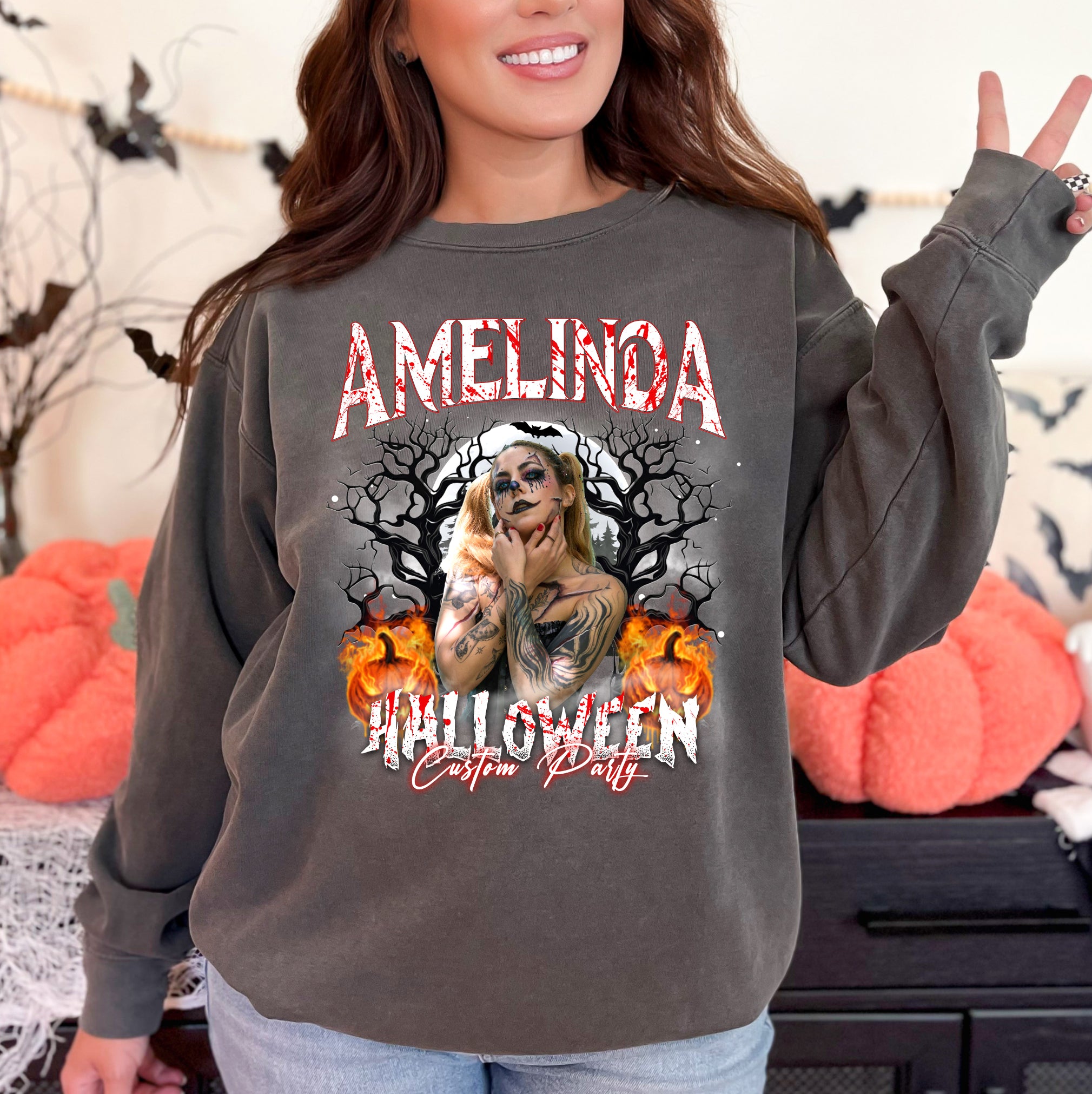 Custom Name Halloween T-Shirt – Dark Forest Creepy Style Tee