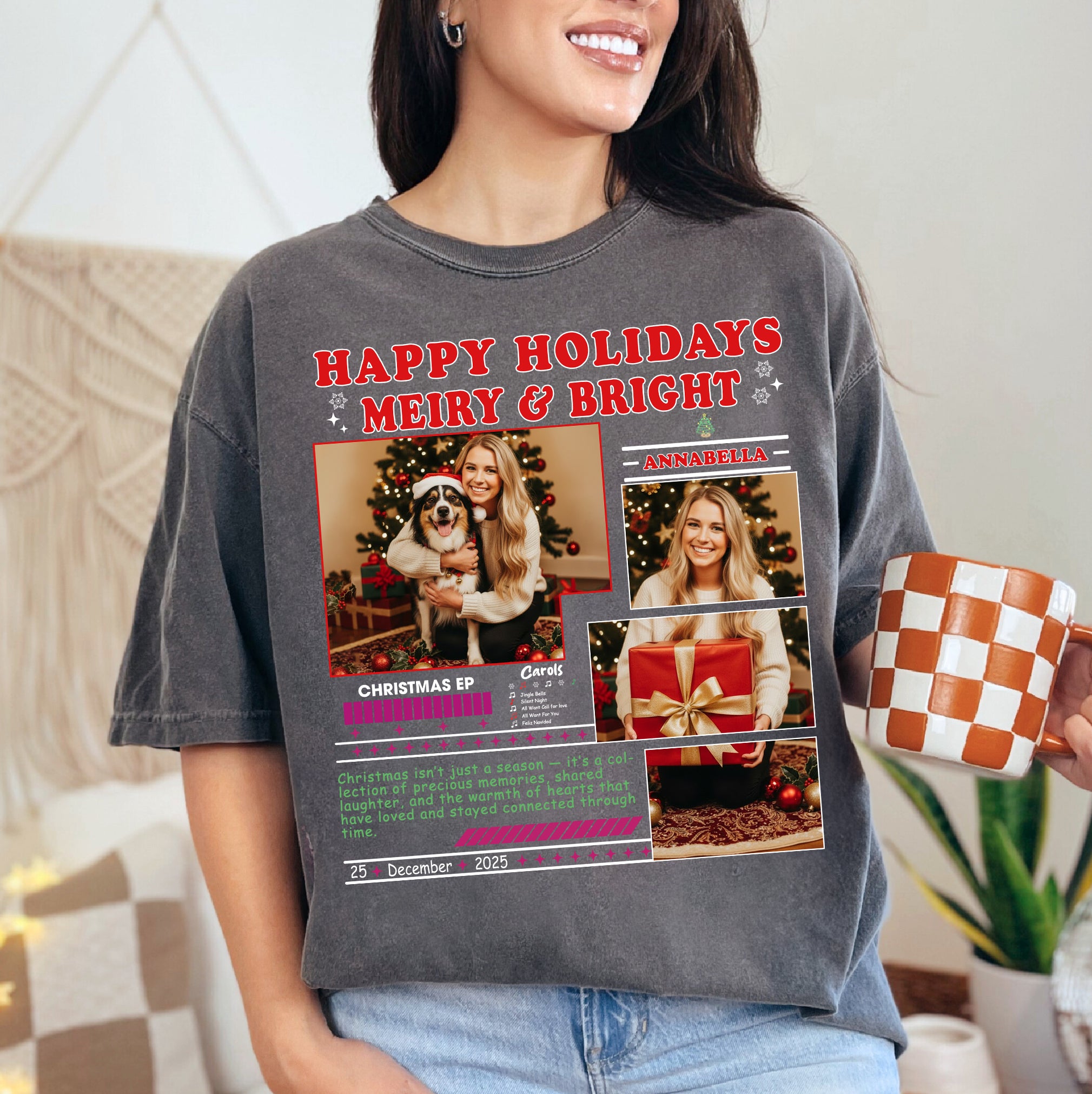 Merry Christmas Vibes Tee – Custom Comfort Color Holiday T-Shirt