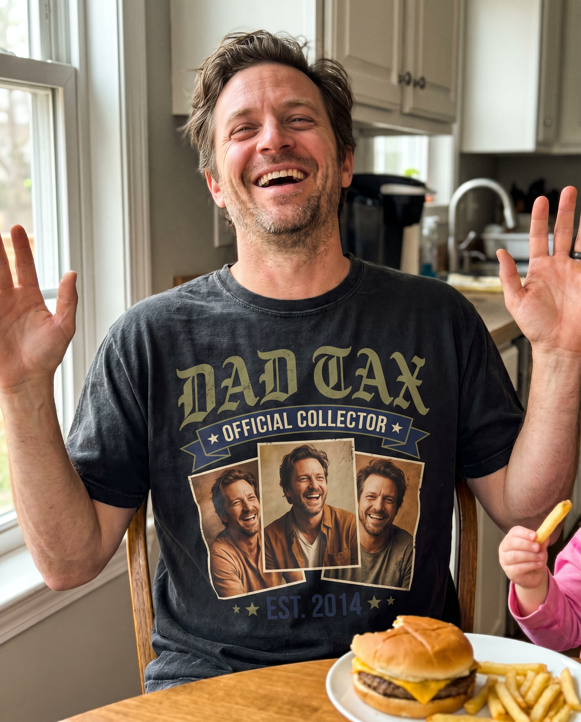 Personalized Dad Tax T-Shirts – Custom Photo “Est.” Collage Tee