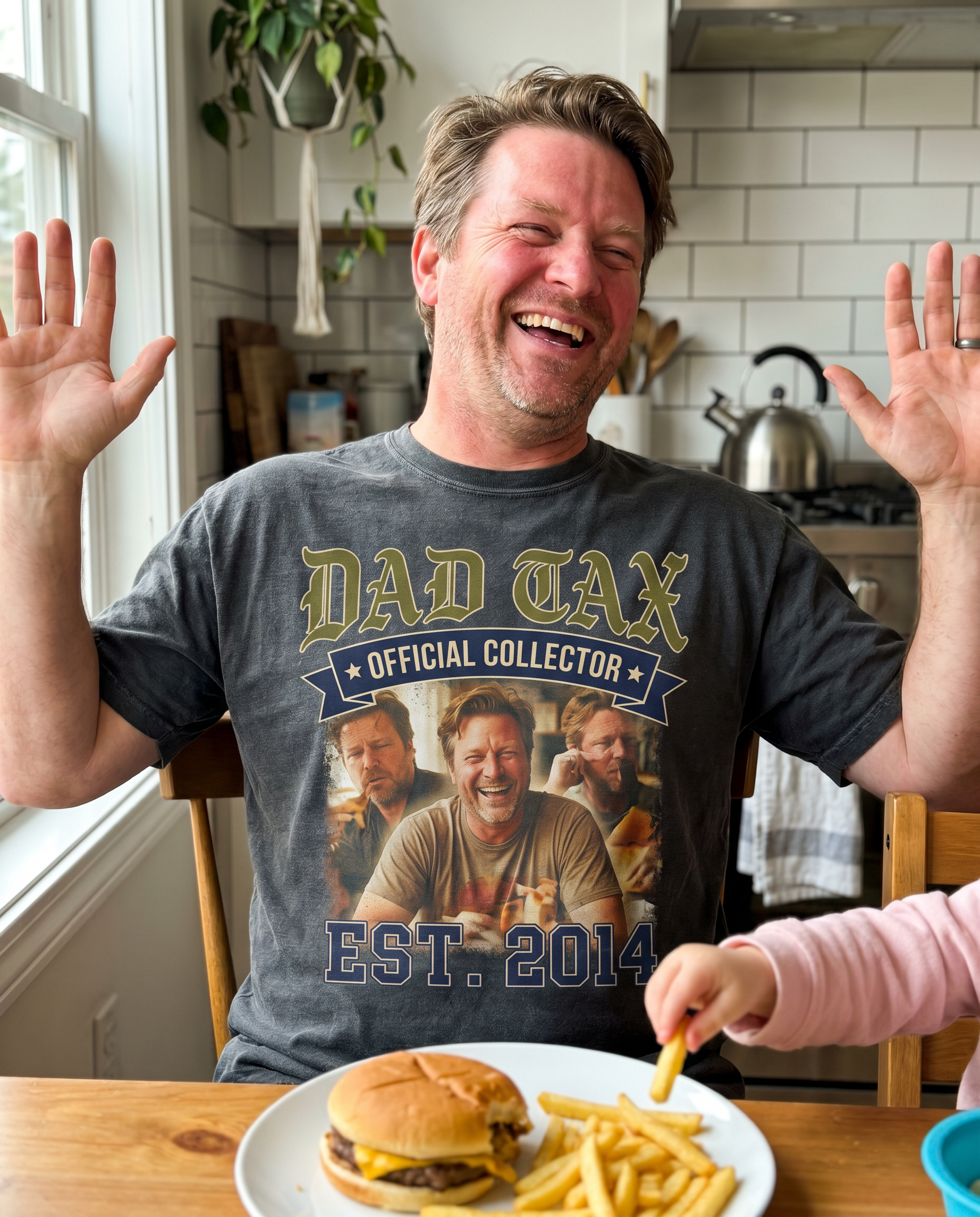 Personalized Dad Tax T-Shirts – Custom Photo “Est.” Collage Tee