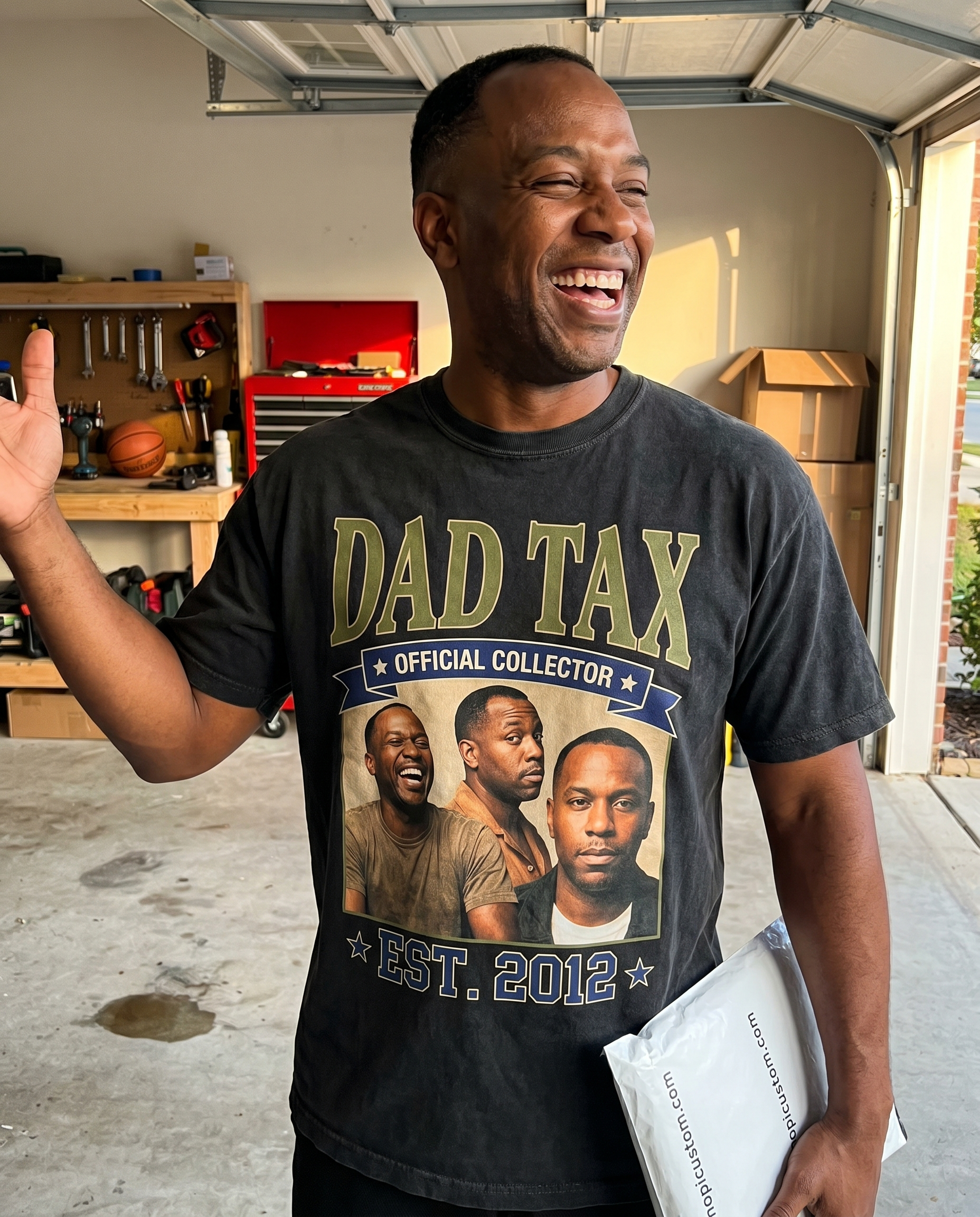 Personalized Dad Tax T-Shirts – Custom Photo “Est.” Collage Tee