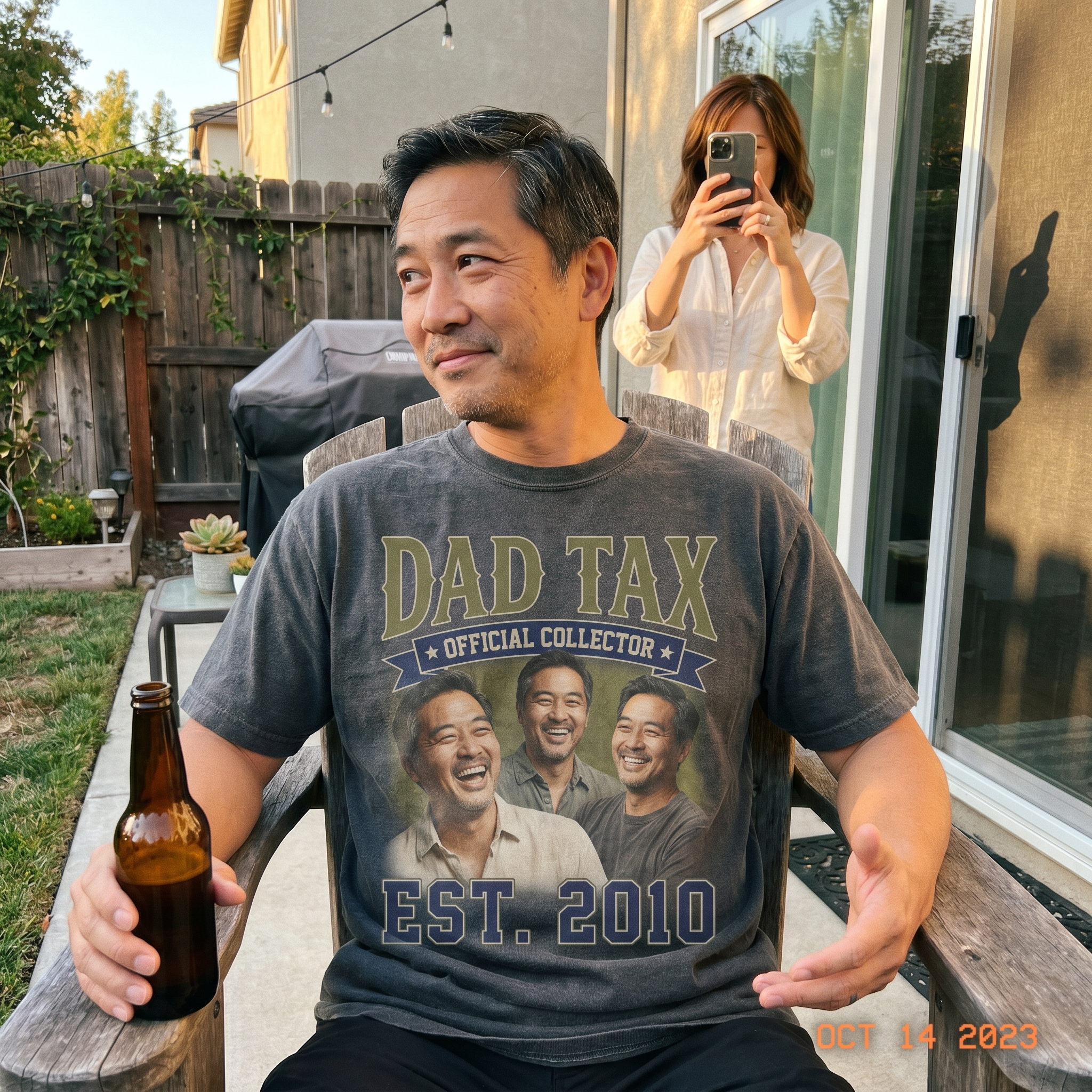 Personalized Dad Tax T-Shirts – Custom Photo “Est.” Collage Tee