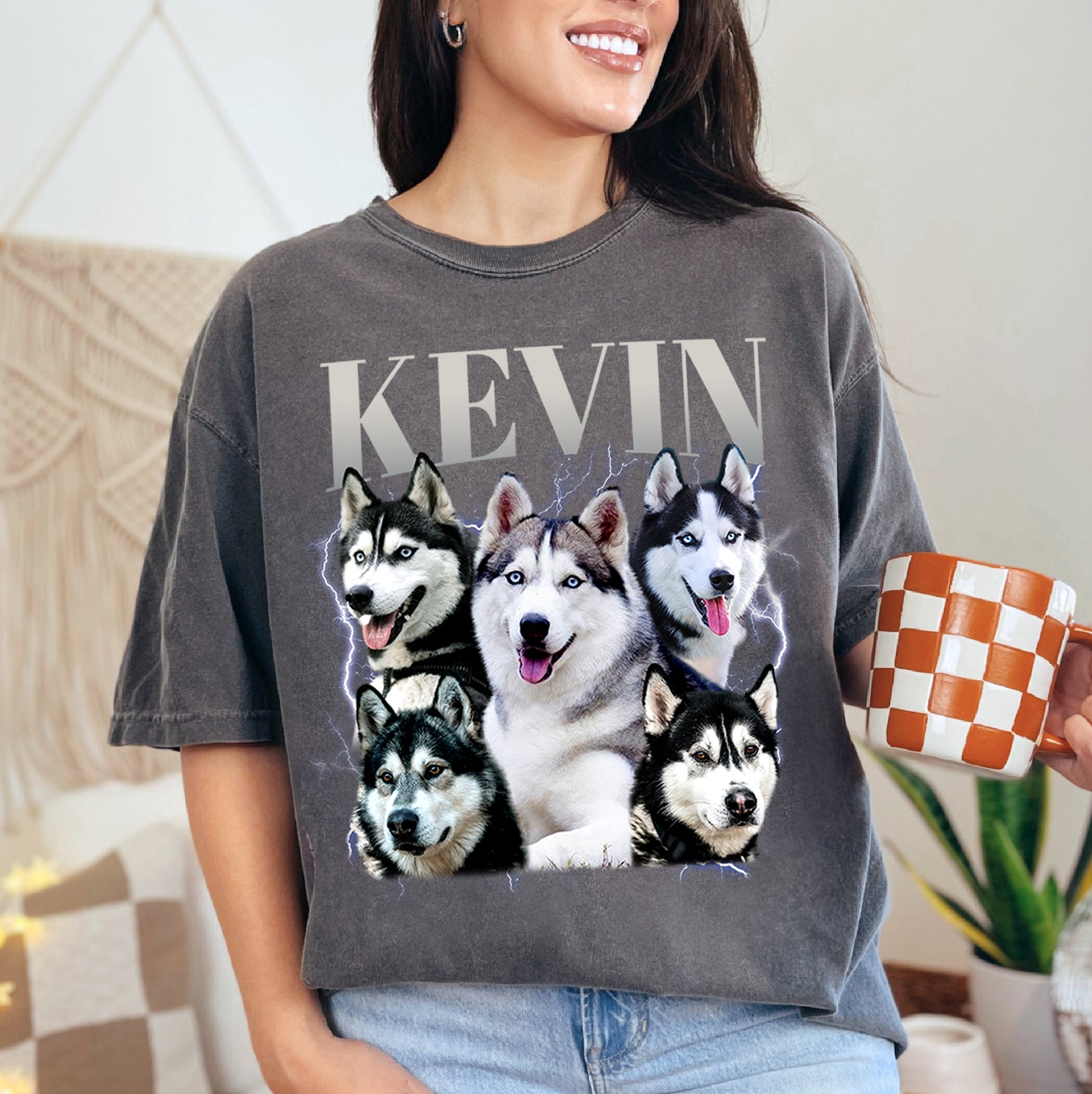 Custom Dog Face Shirt – Pet Name on T-Shirt Collage