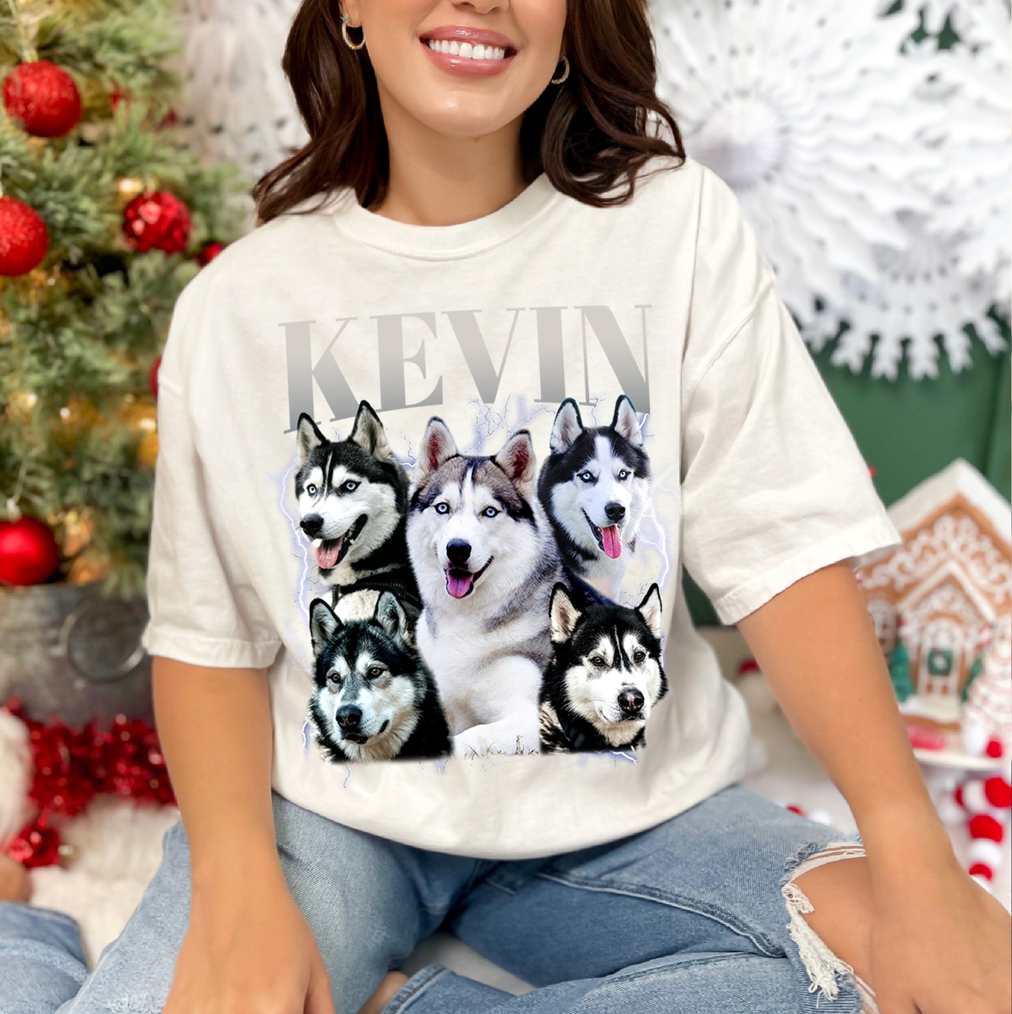 Custom Dog Face Shirt – Pet Name on T-Shirt Collage