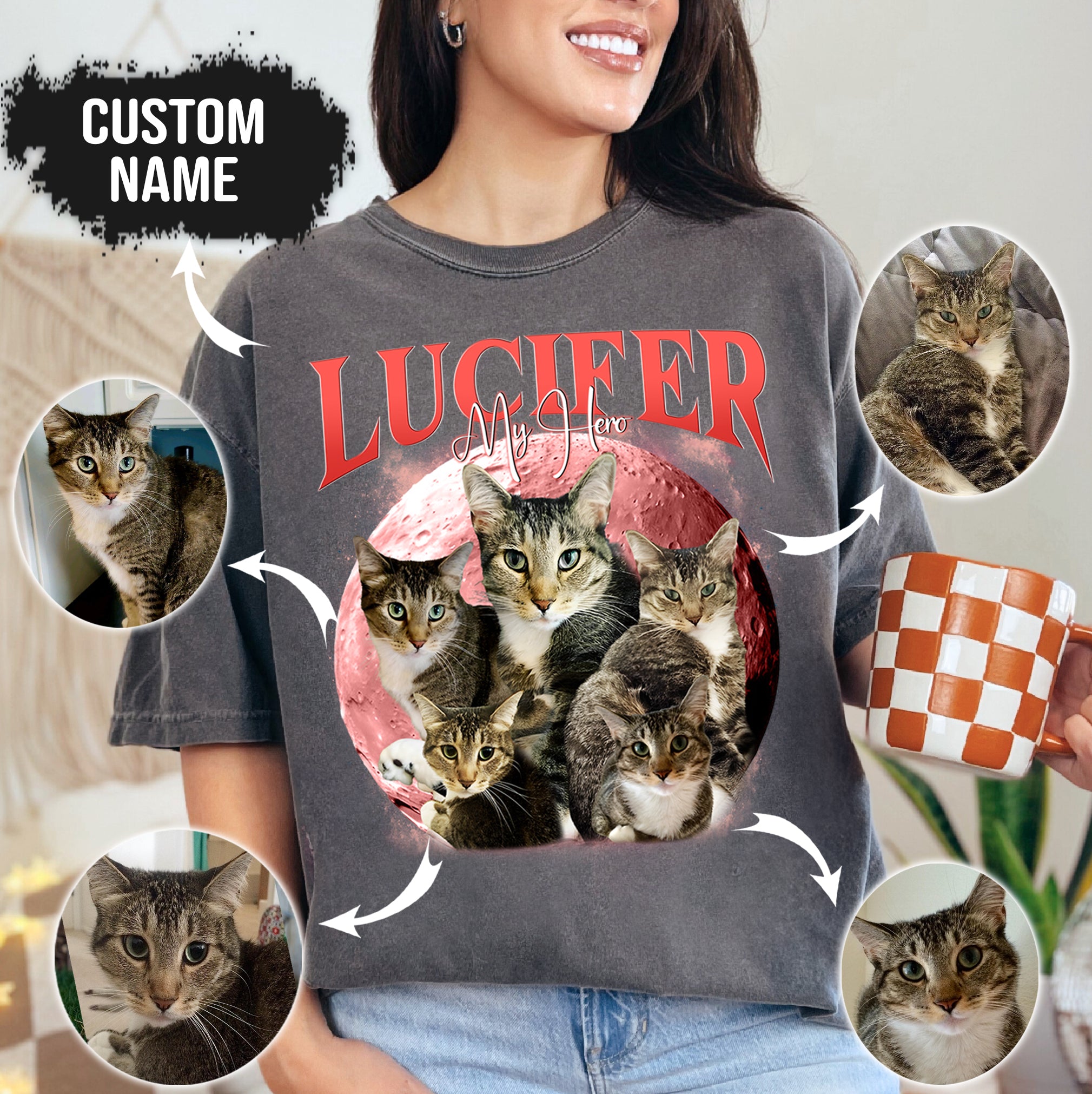 Custom Cat Shirt with Name – Personalized Halloween Comfort Colors Pet Tee