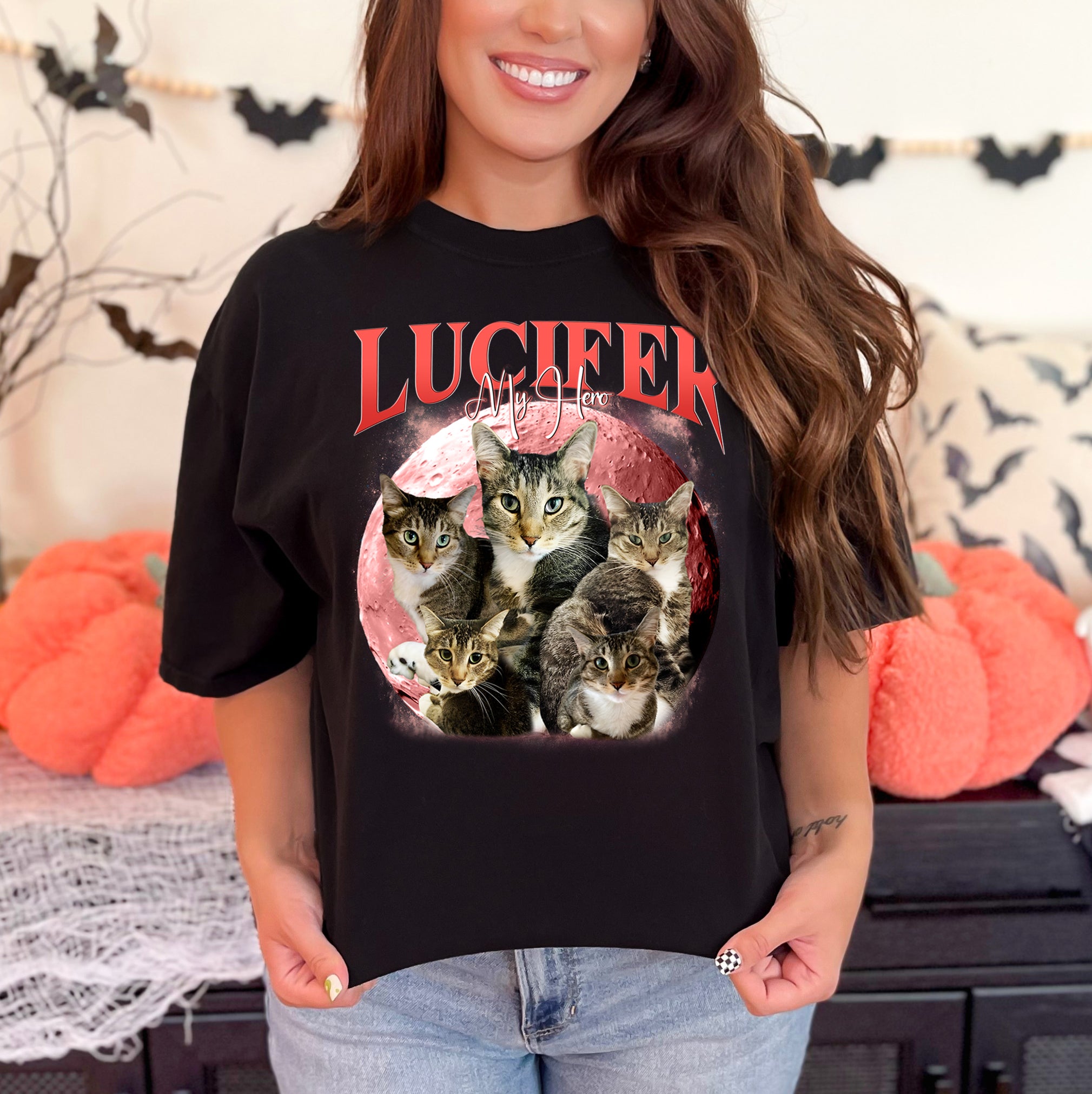 Custom Cat Shirt with Name – Personalized Halloween Comfort Colors Pet Tee