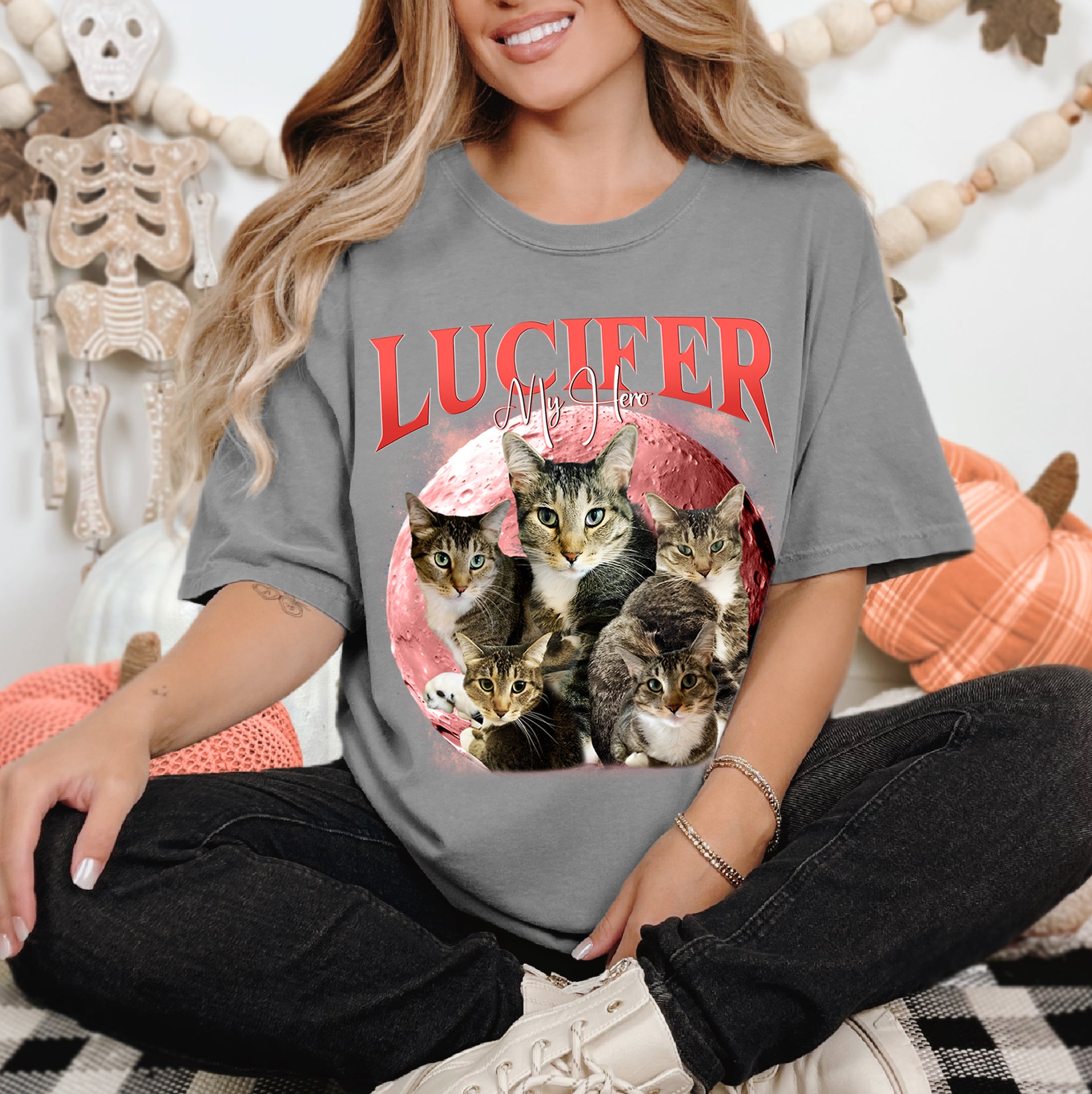 Custom Cat Shirt with Name – Personalized Halloween Comfort Colors Pet Tee