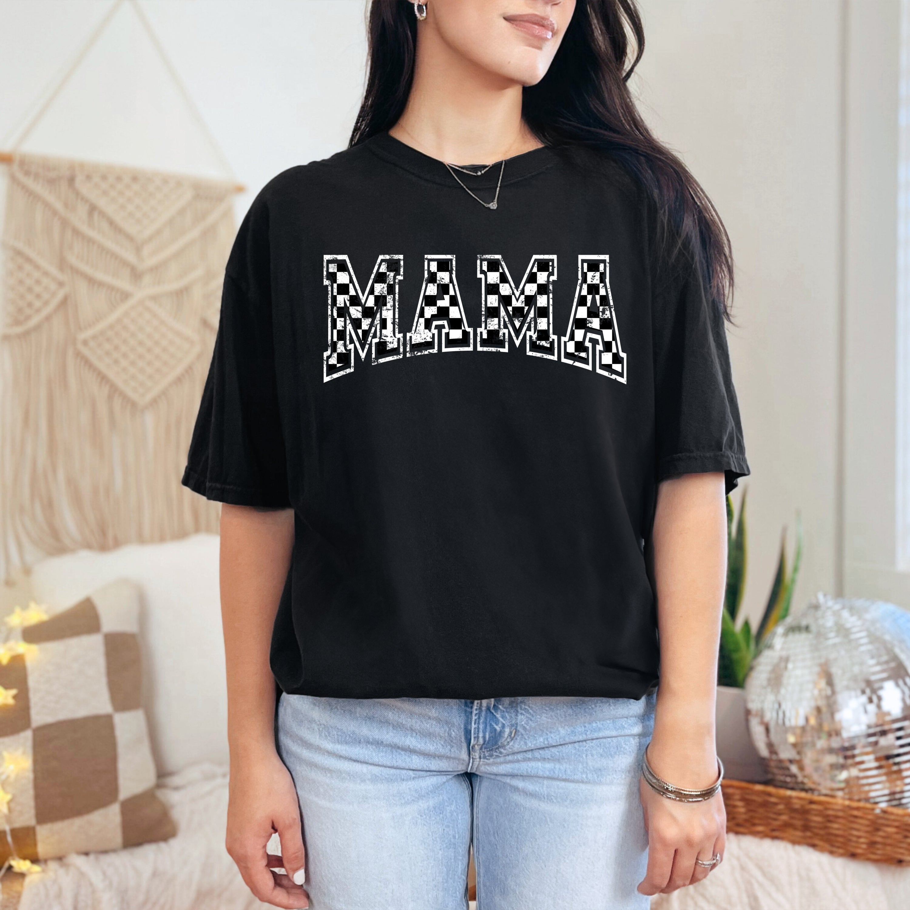 Comfort Colors Checkered Mama Shirt Gift for Mom, Retro Mom Tee
