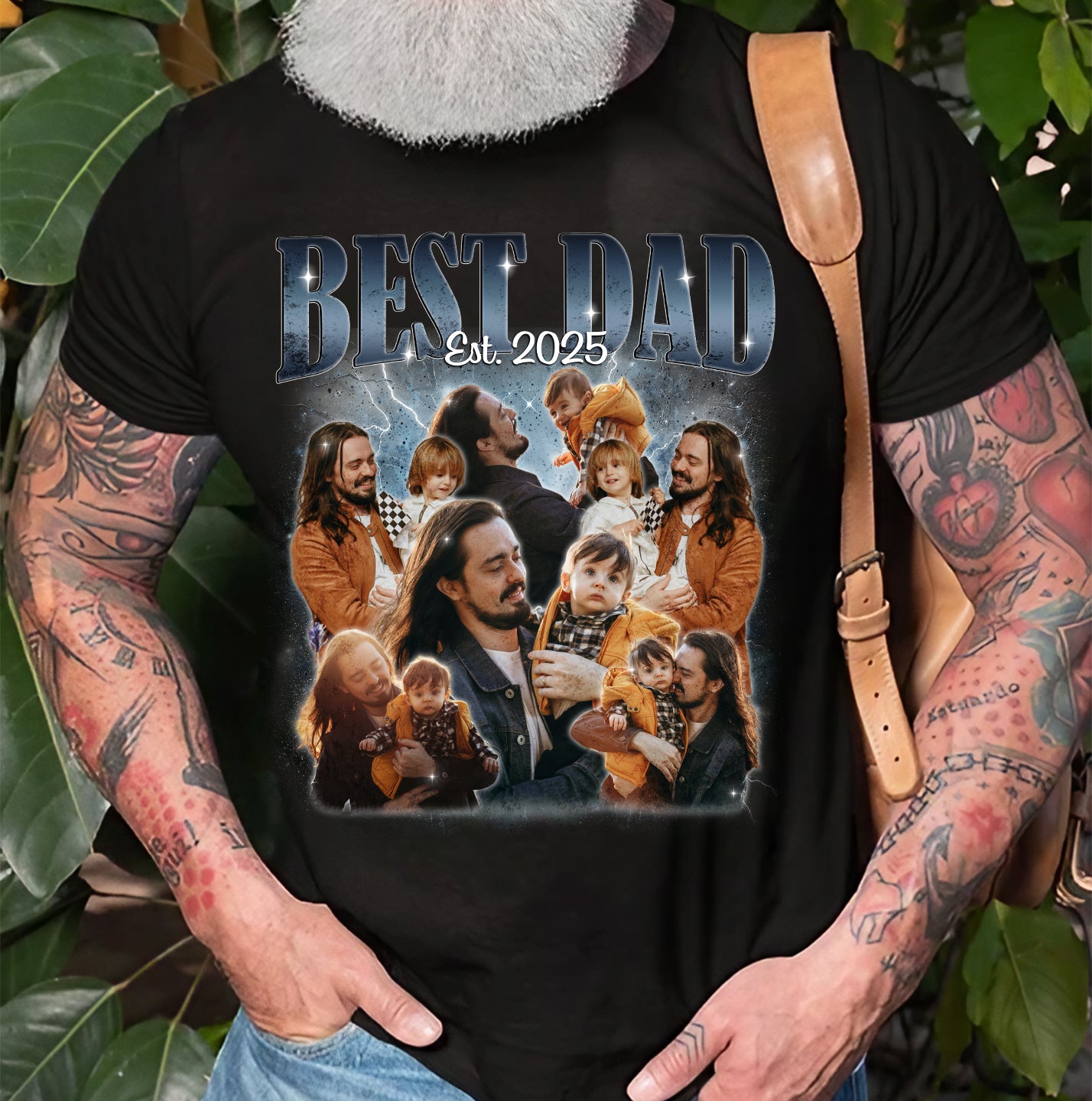 Personalized Best Dad T Shirts – Custom Photo “Est.” Collage Tee