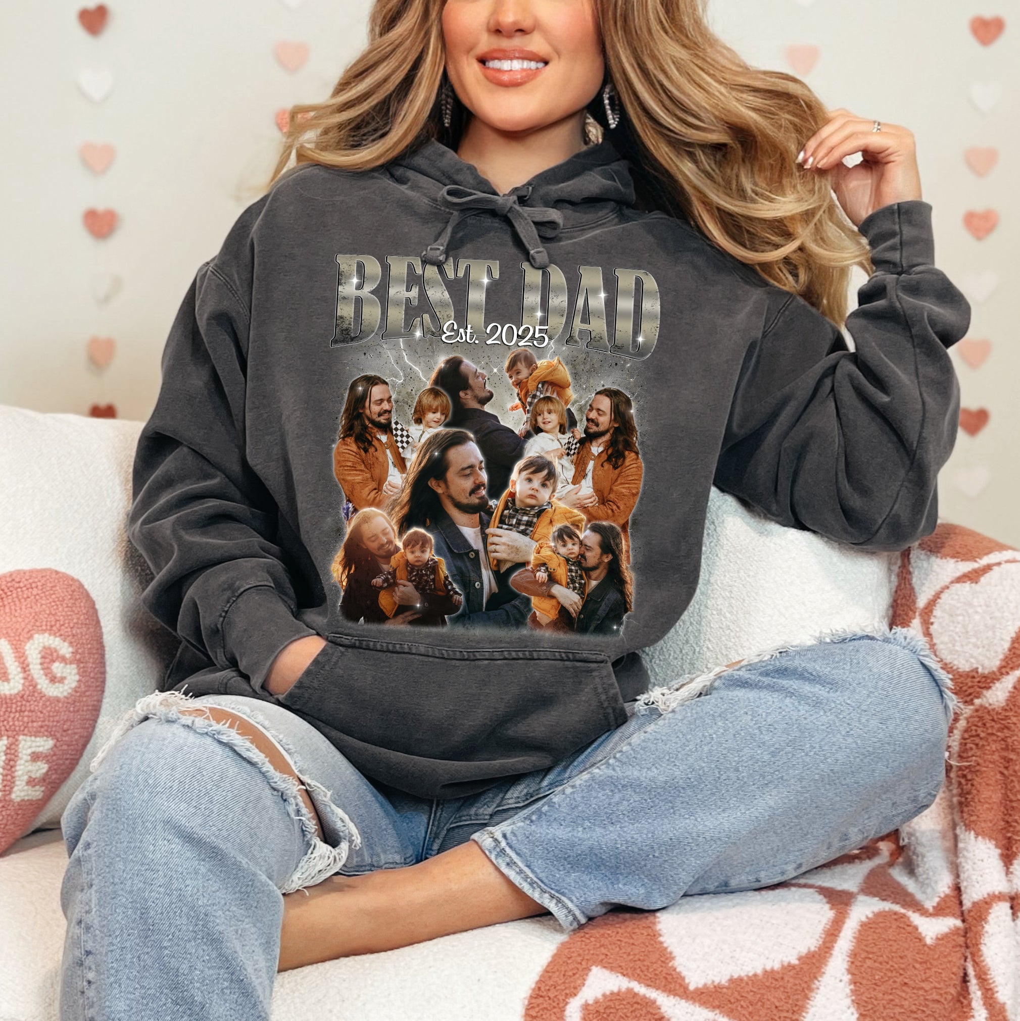 Personalized Best Dad T Shirts – Custom Photo “Est.” Collage Tee