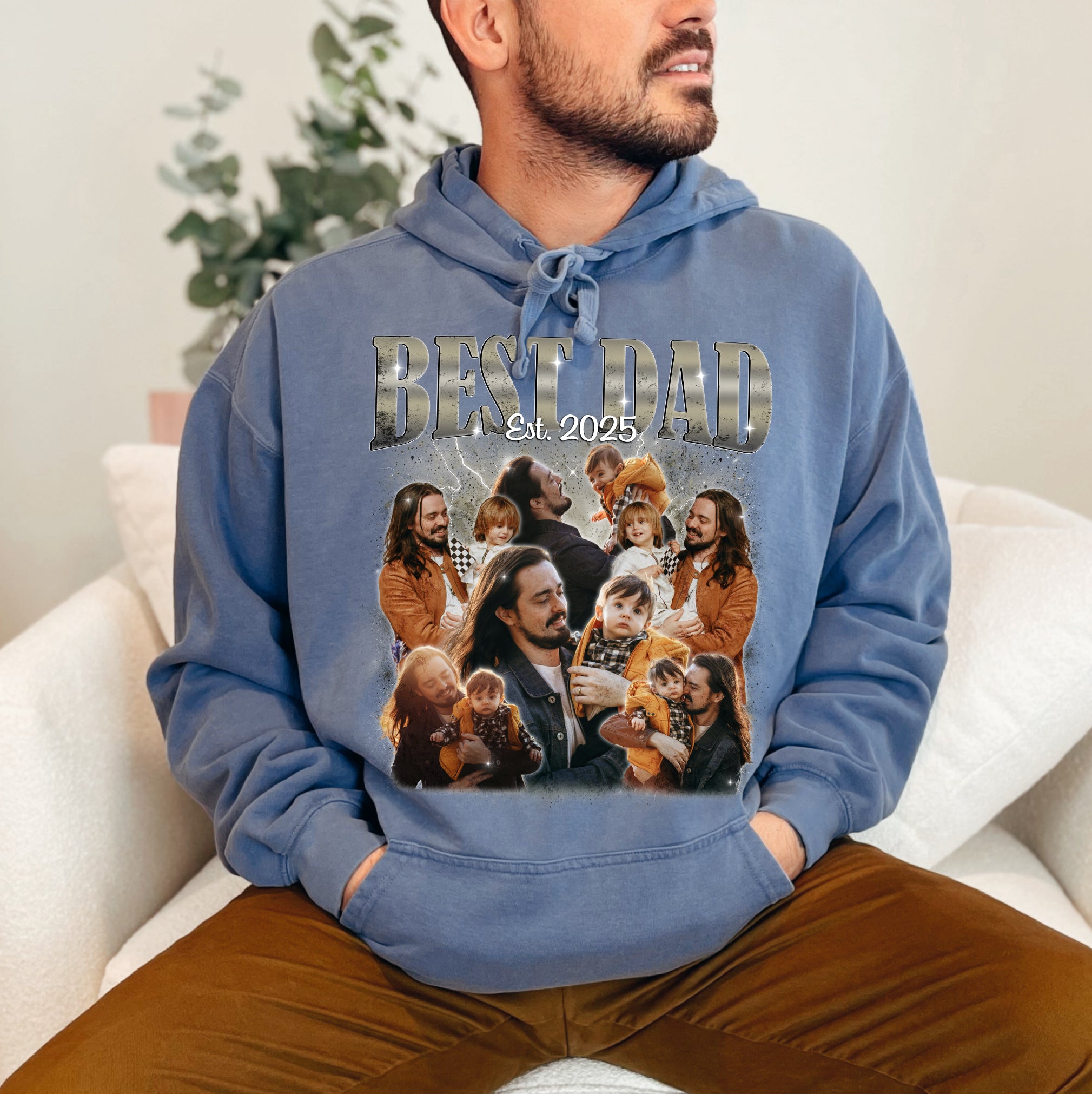 Personalized Best Dad T Shirts – Custom Photo “Est.” Collage Tee