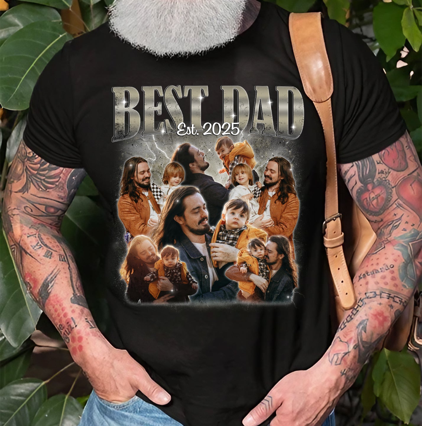 Personalized Best Dad T Shirts – Custom Photo “Est.” Collage Tee