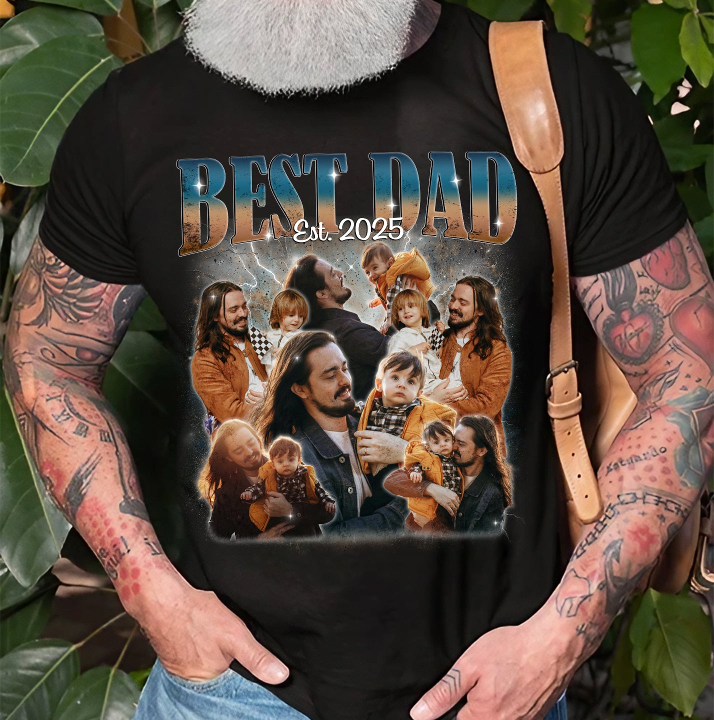 Personalized Best Dad T Shirts – Custom Photo “Est.” Collage Tee