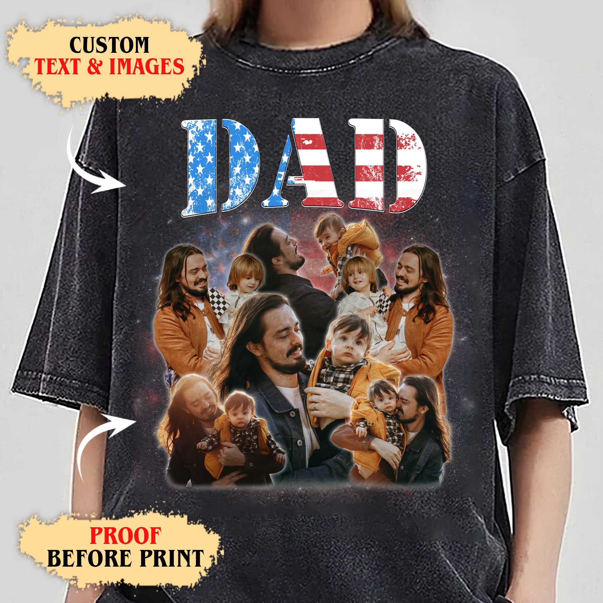 Custom Patriotic Dad Shirt – Custom Photo USA Flag Tee