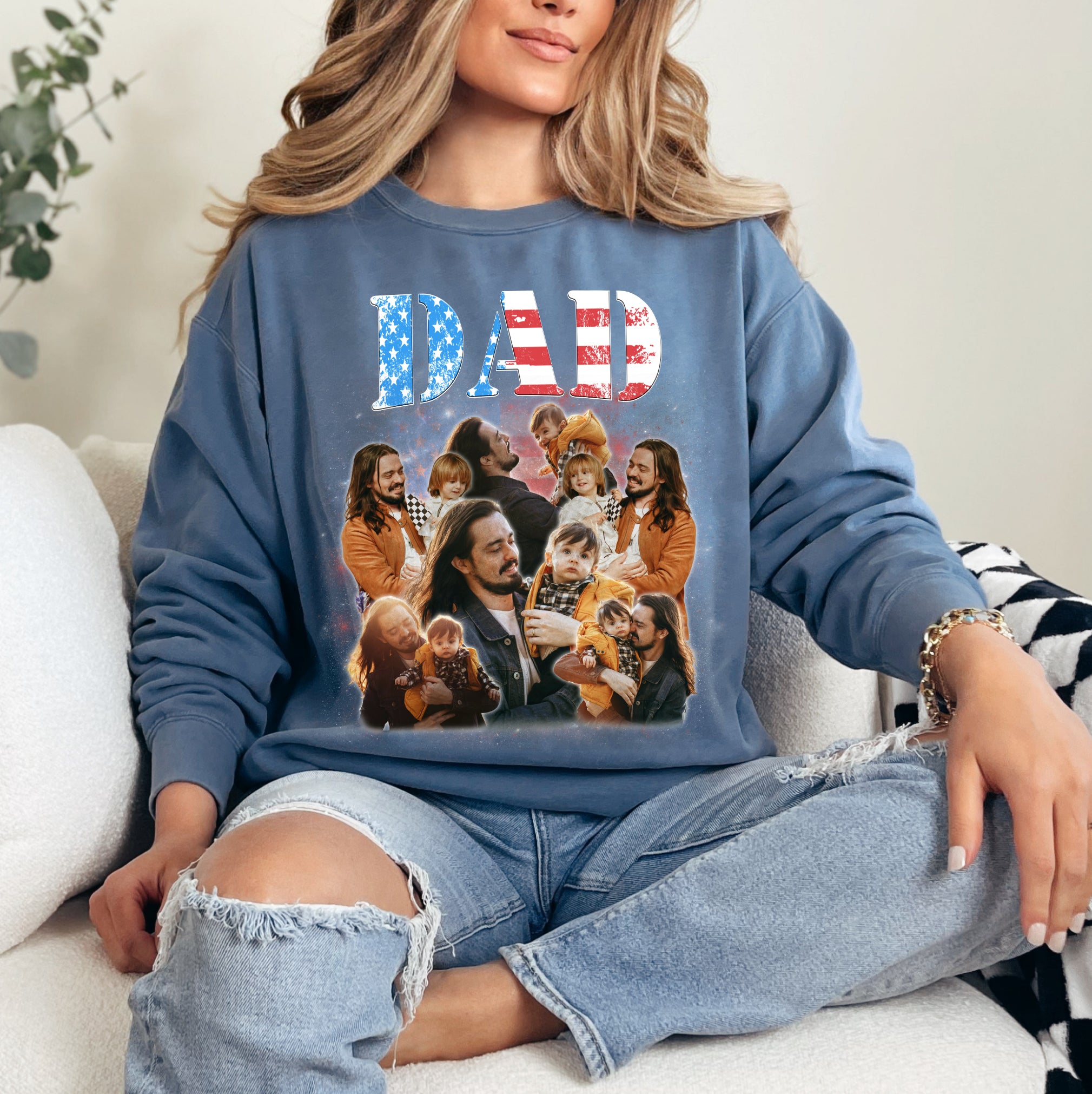 Custom Patriotic Dad Shirt – Custom Photo USA Flag Tee