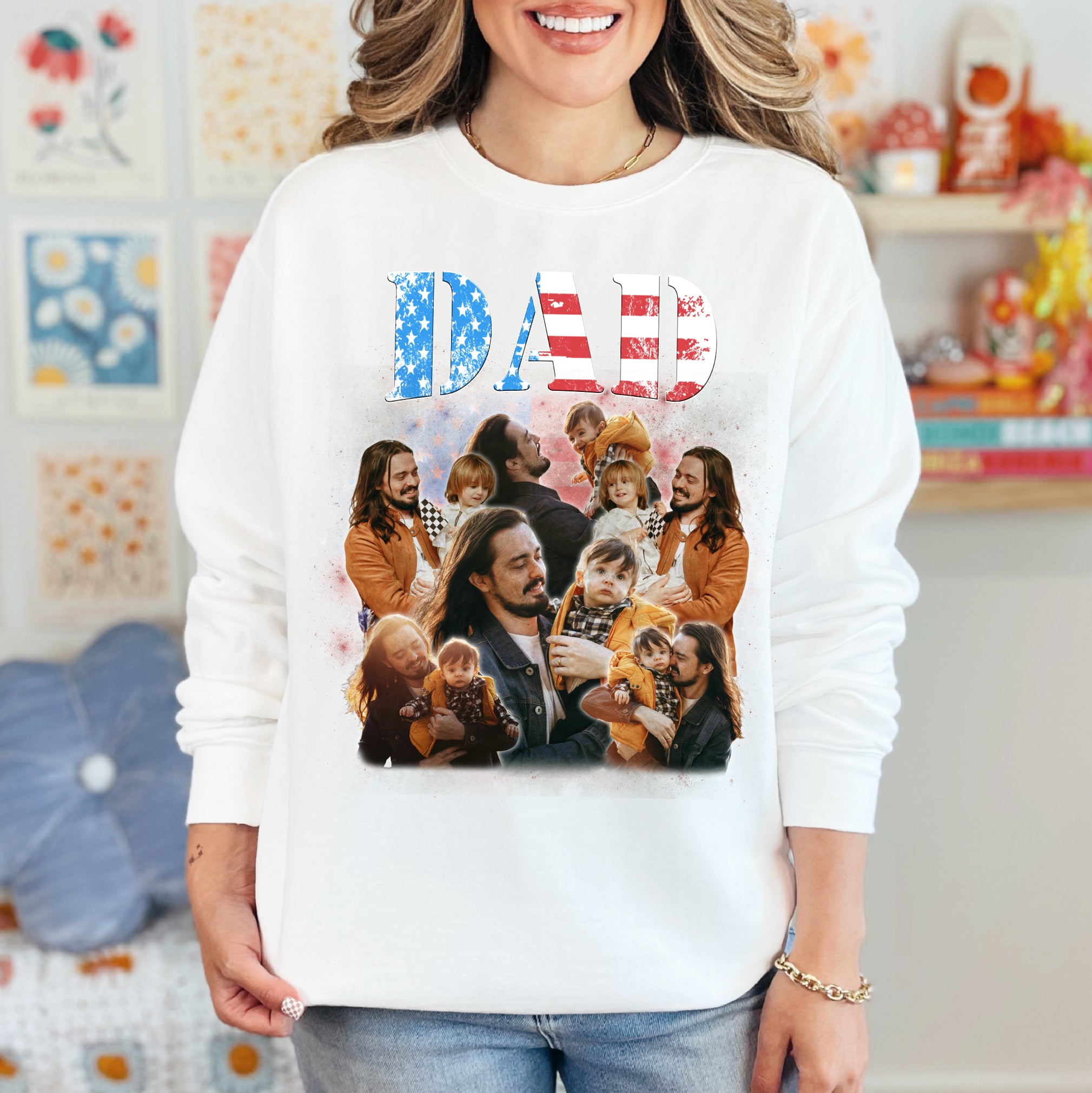 Custom Patriotic Dad Shirt – Custom Photo USA Flag Tee