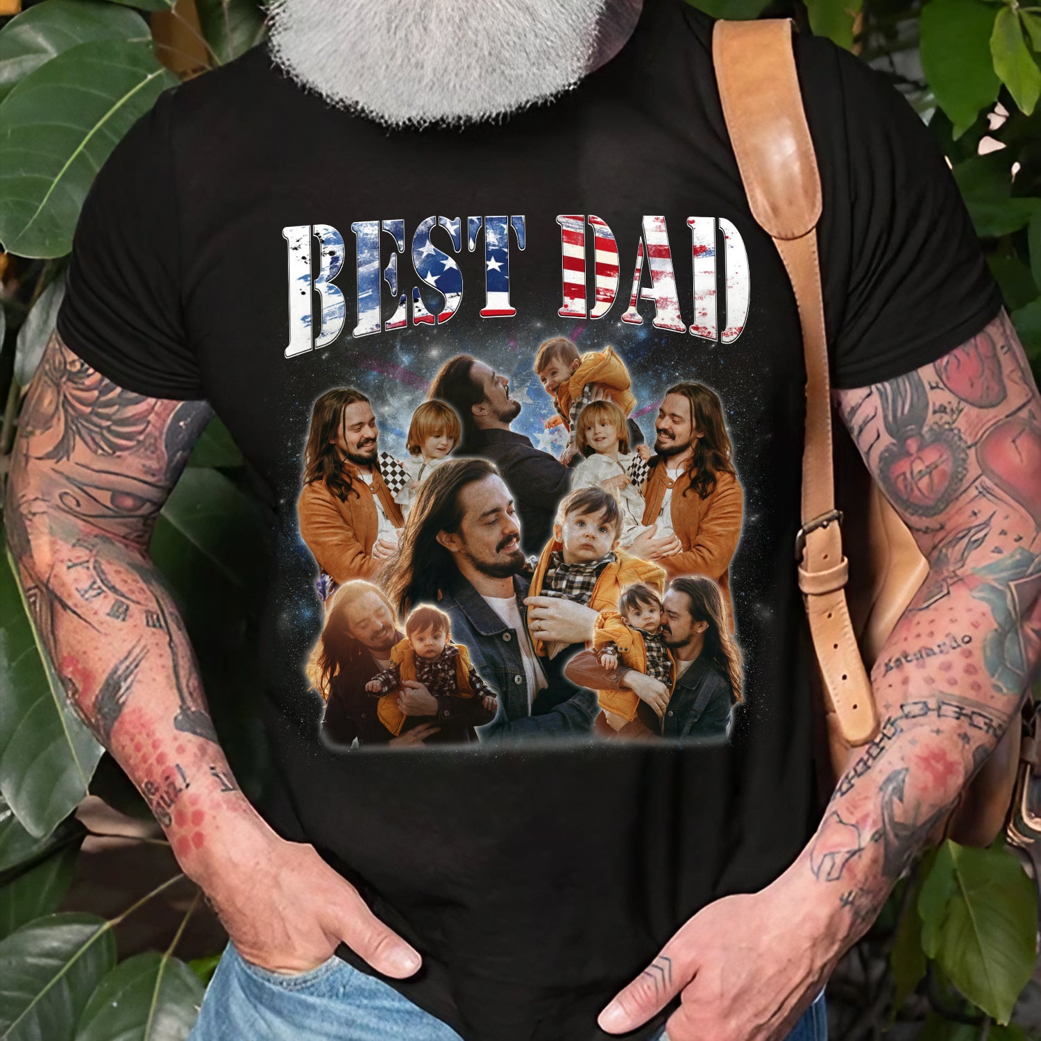 Best Dad USA Flag Shirt – Custom Photo Collage Tee