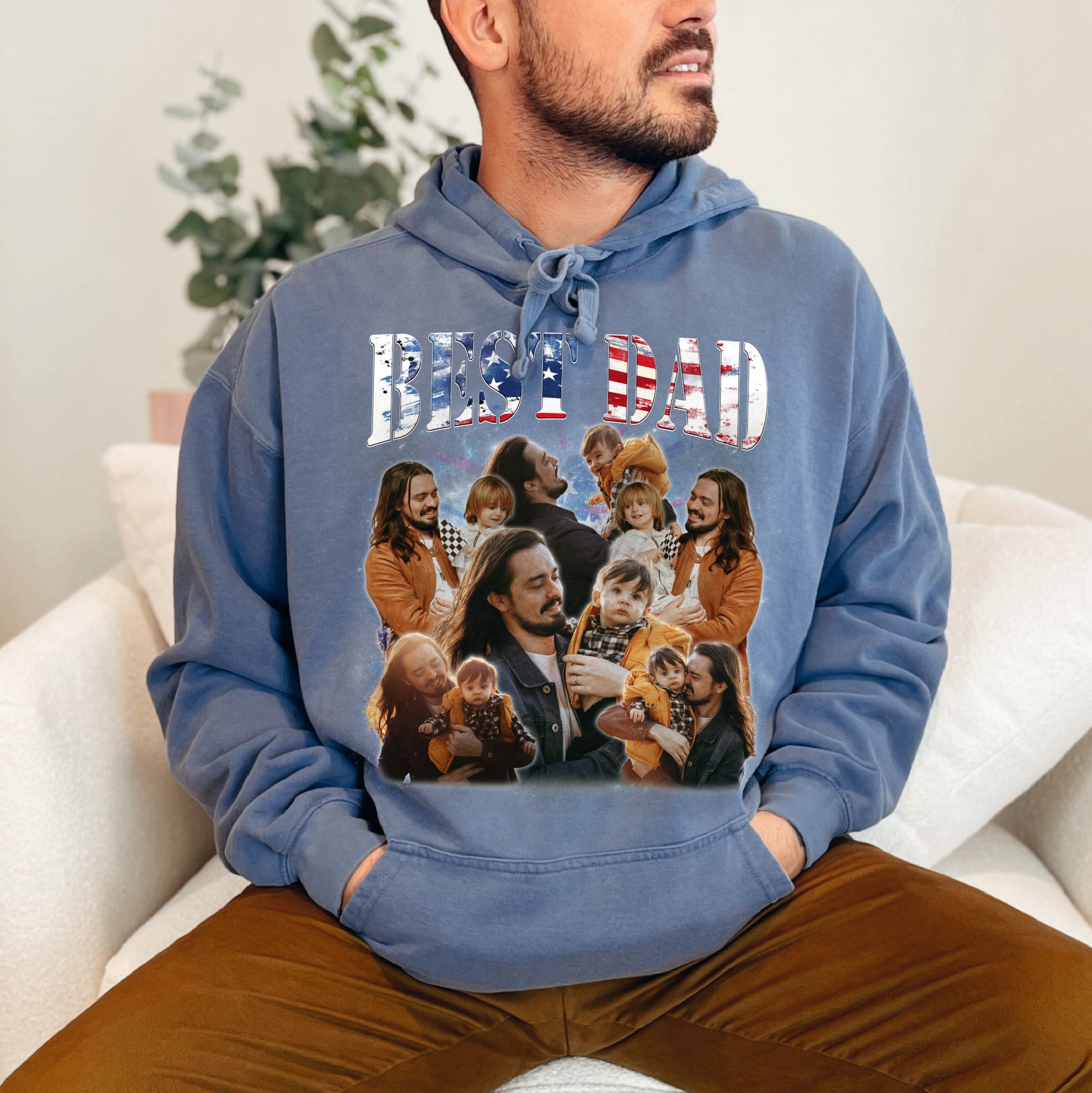 Best Dad USA Flag Shirt – Custom Photo Collage Tee