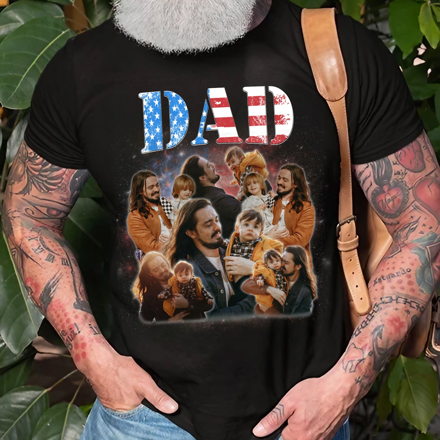 Custom Patriotic Dad Shirt – Custom Photo USA Flag Tee