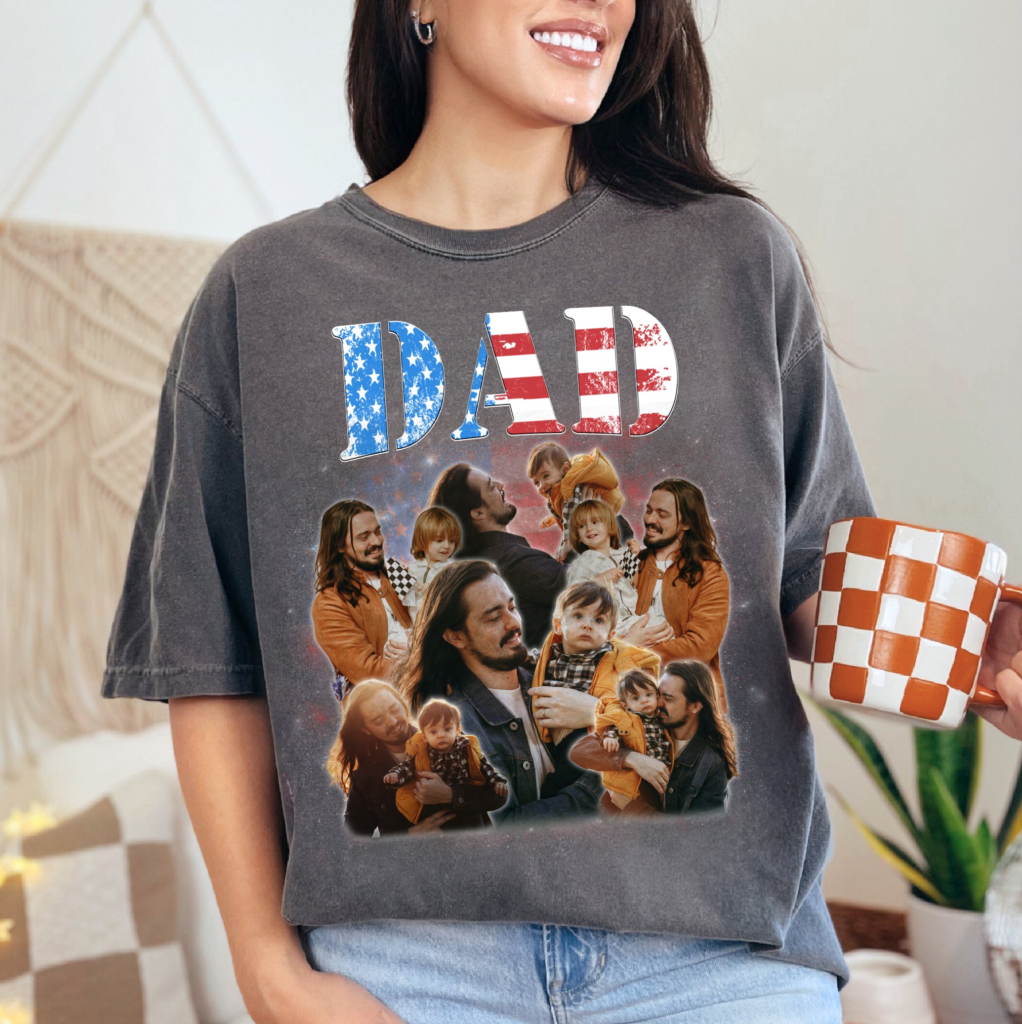 Custom Patriotic Dad Shirt – Custom Photo USA Flag Tee