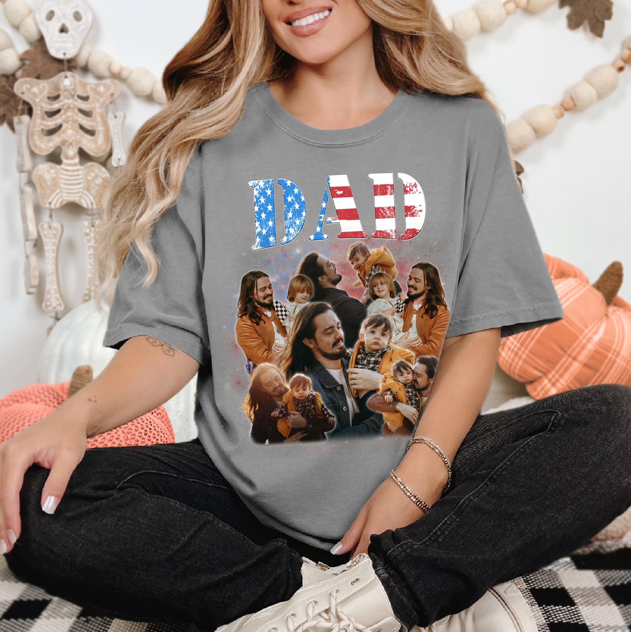 Custom Patriotic Dad Shirt – Custom Photo USA Flag Tee