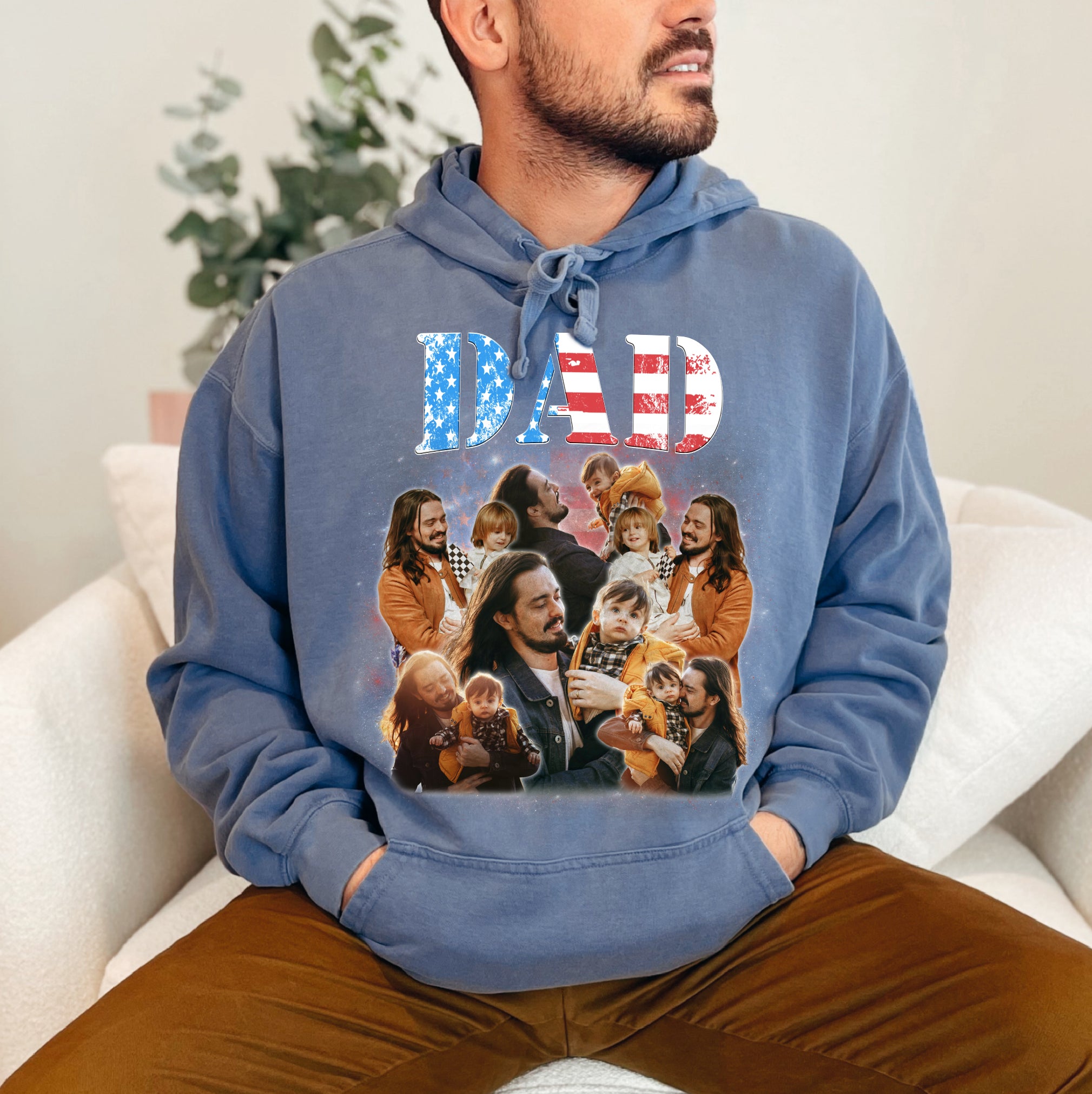 Custom Patriotic Dad Shirt – Custom Photo USA Flag Tee