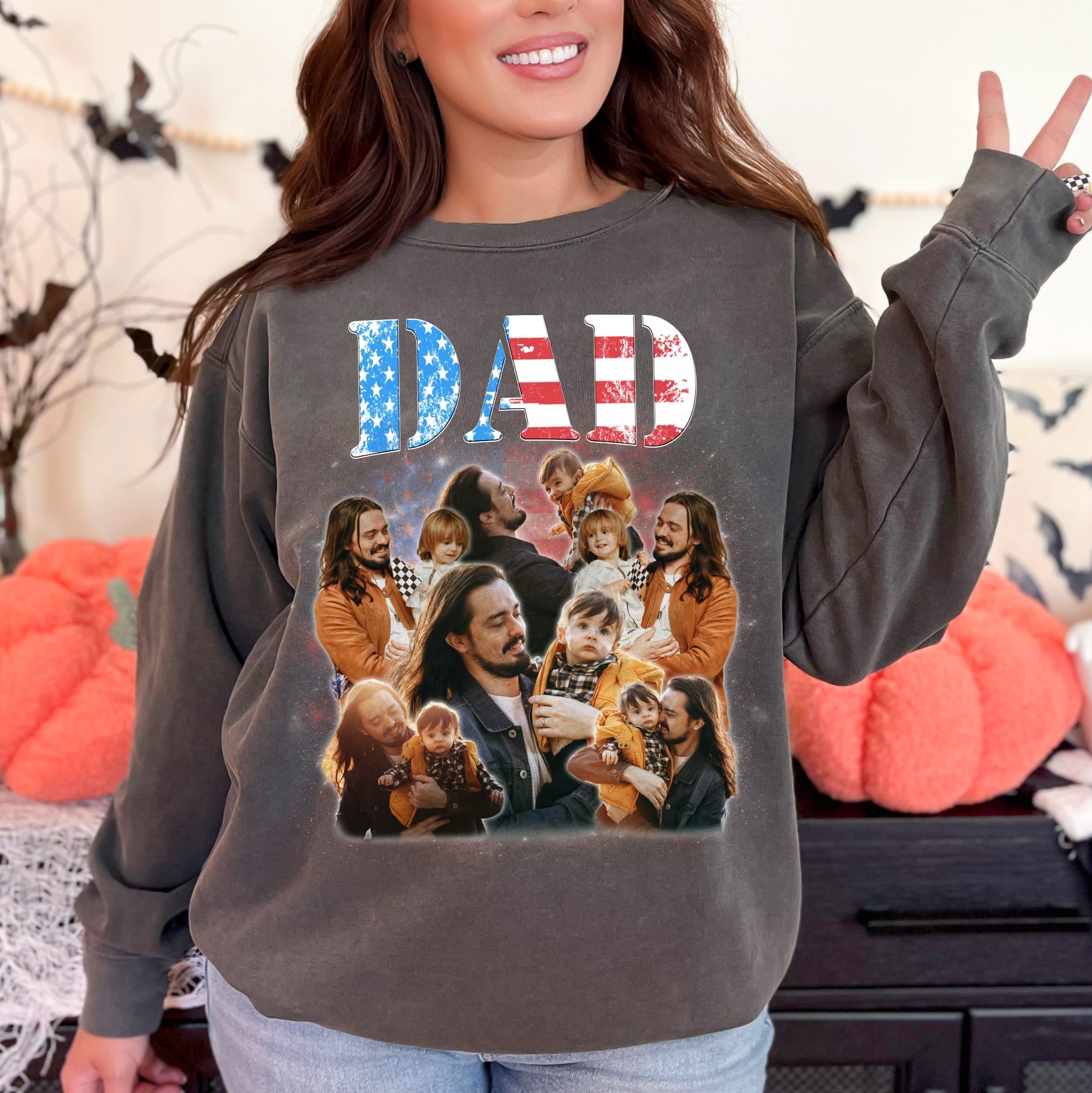 Custom Patriotic Dad Shirt – Custom Photo USA Flag Tee