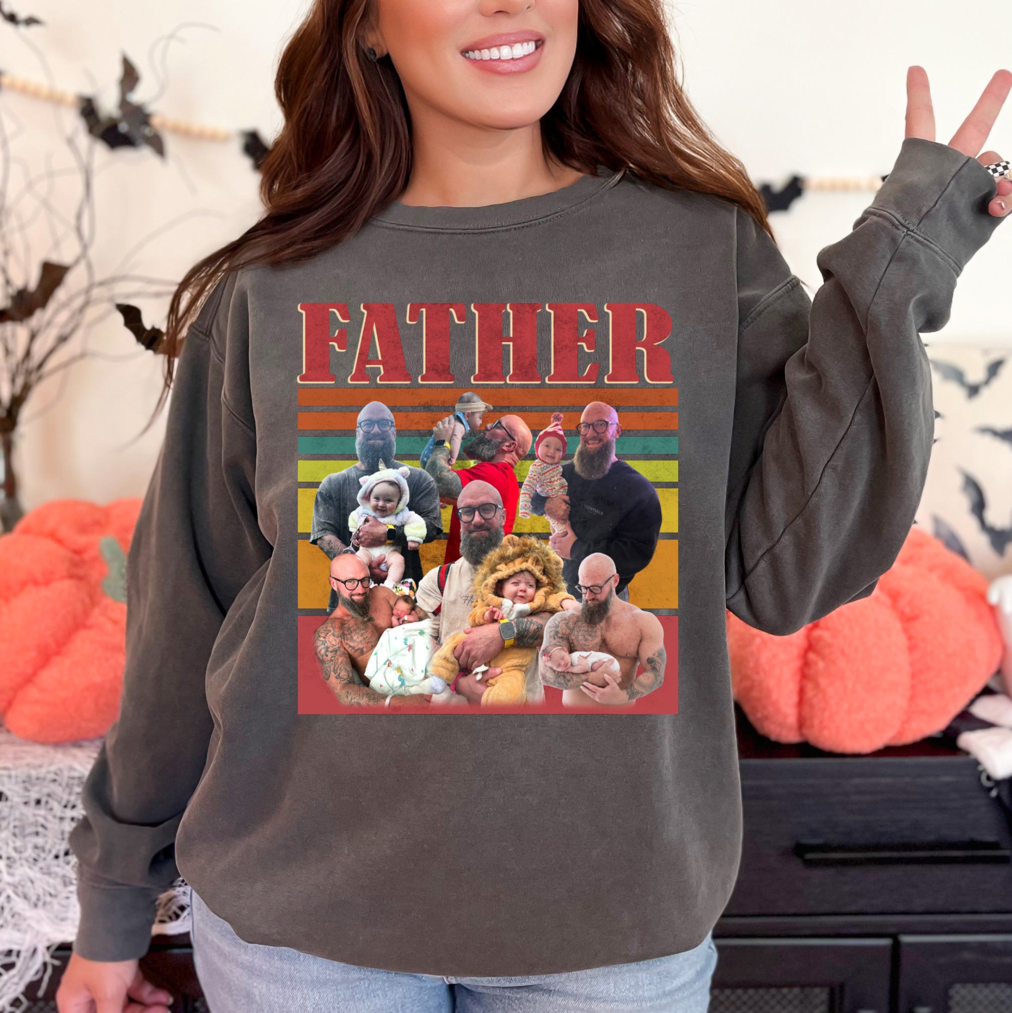 Custom Dad Shirt with Kids Faces – Retro Photo Tee For Father
